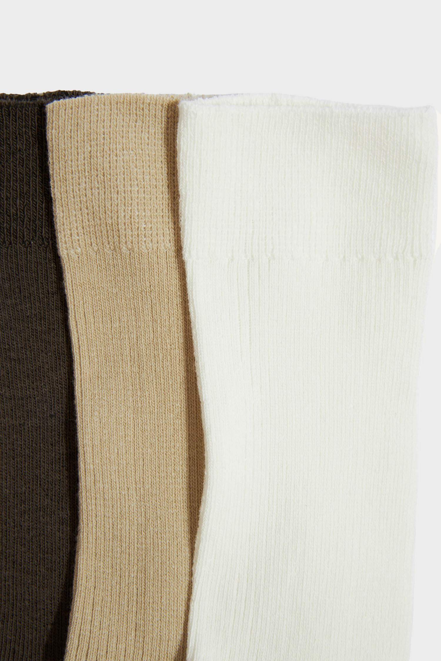 Erkek Dikişsiz Rahat Lastikli 3'lü Penye Pamuklu Premium Uzun Çorap