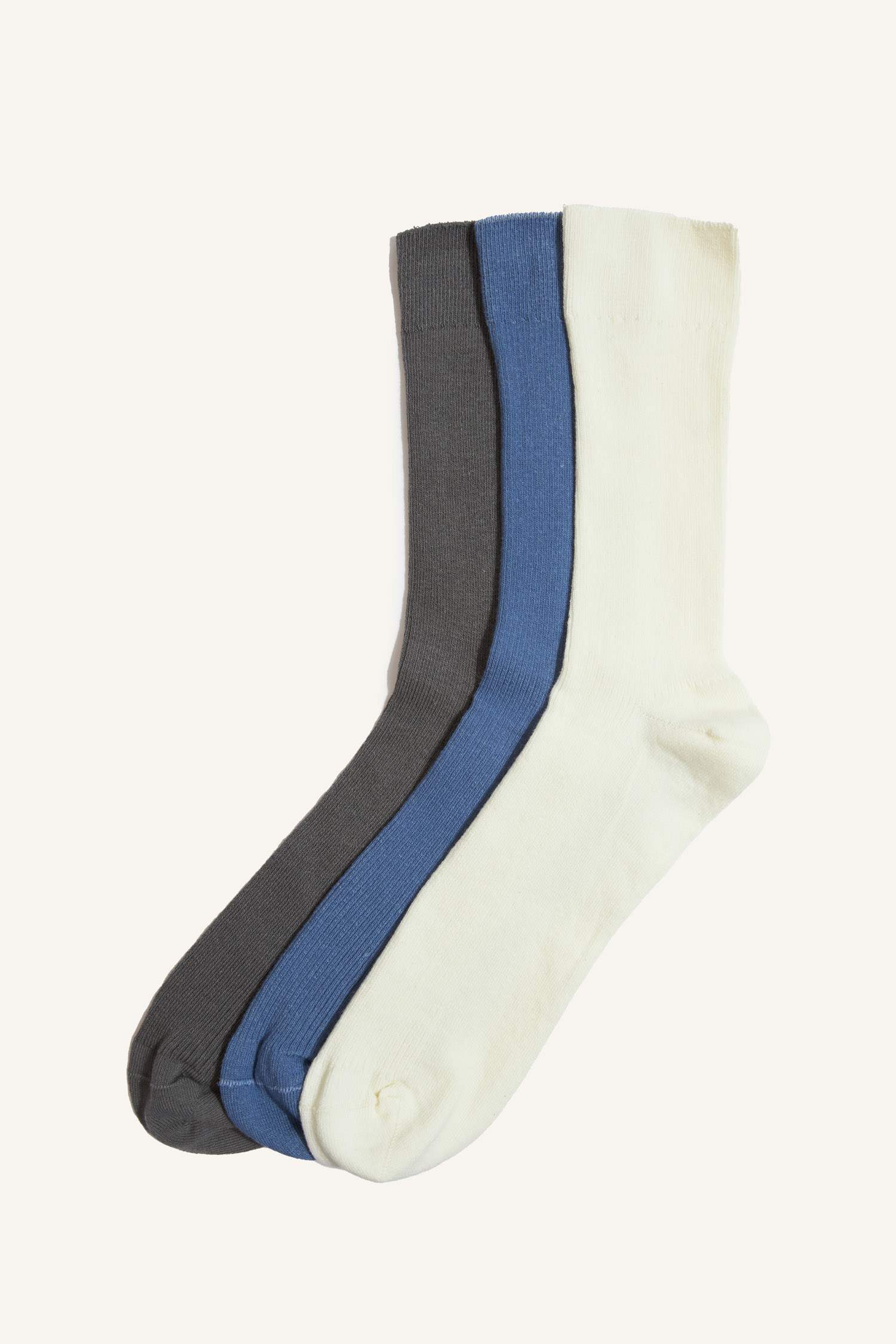 Erkek Dikişsiz Rahat Lastikli 3'lü Penye Pamuklu Premium Uzun Çorap