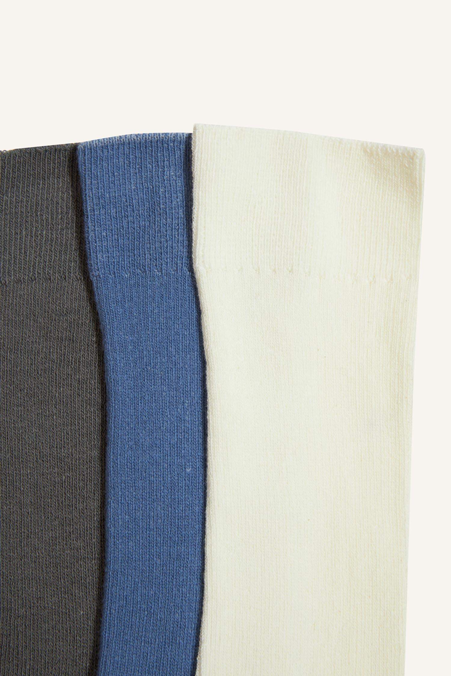 Erkek Dikişsiz Rahat Lastikli 3'lü Penye Pamuklu Premium Uzun Çorap