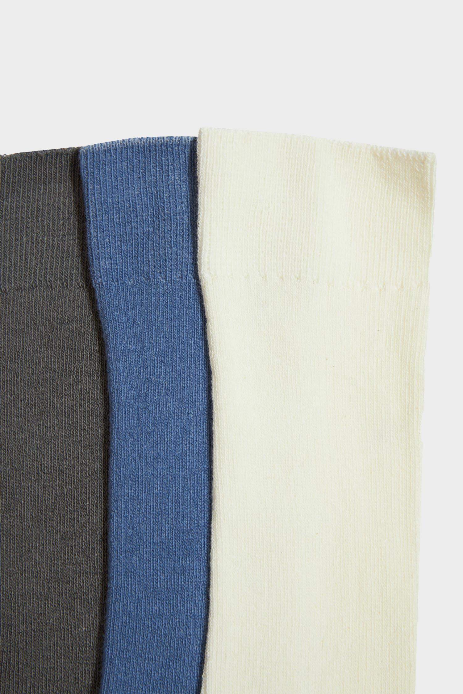 Erkek Dikişsiz Rahat Lastikli 3'lü Penye Pamuklu Premium Uzun Çorap