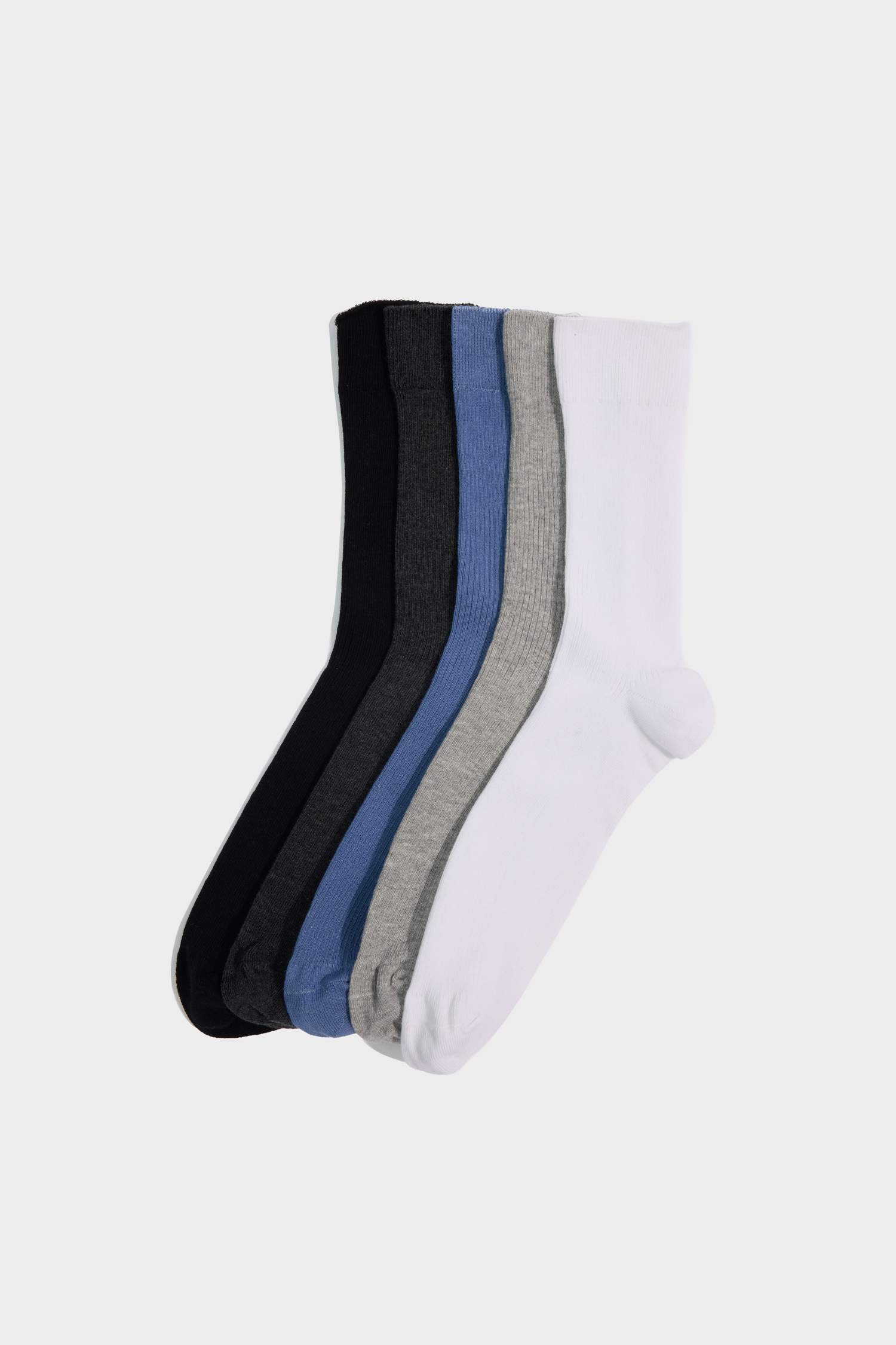 Erkek Dikişsiz Rahat Lastikli 5'li Penye Pamuklu Premium Uzun Çorap