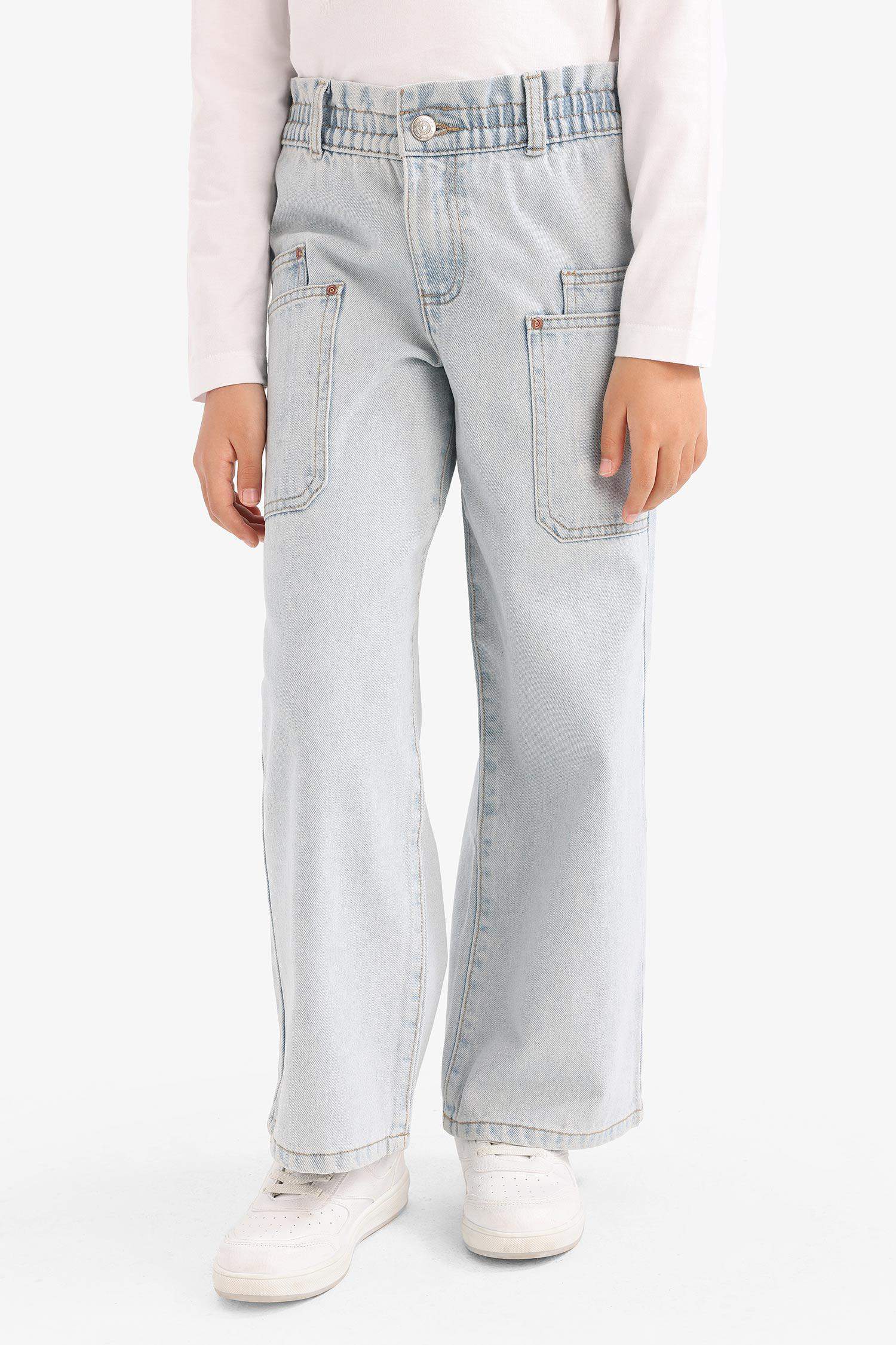 Детские джинсы с широкими штанинами и поясом Paperbag