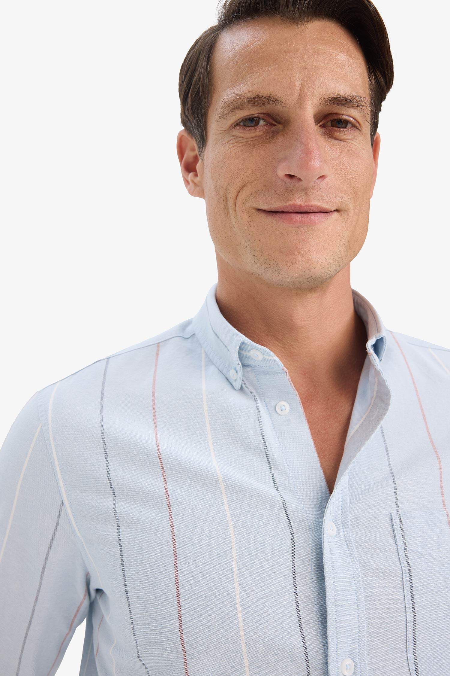 Regular Fit Polo Shirt Striped Cotton Long Sleeve Shirt