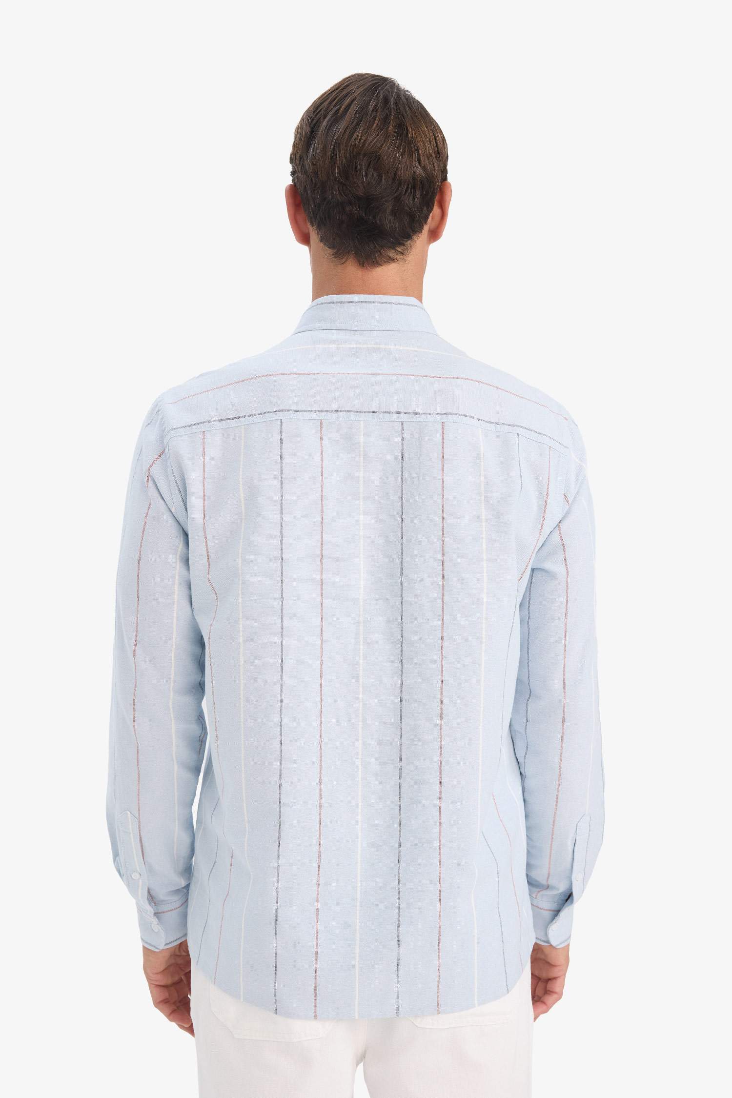 Regular Fit Polo Shirt Striped Cotton Long Sleeve Shirt