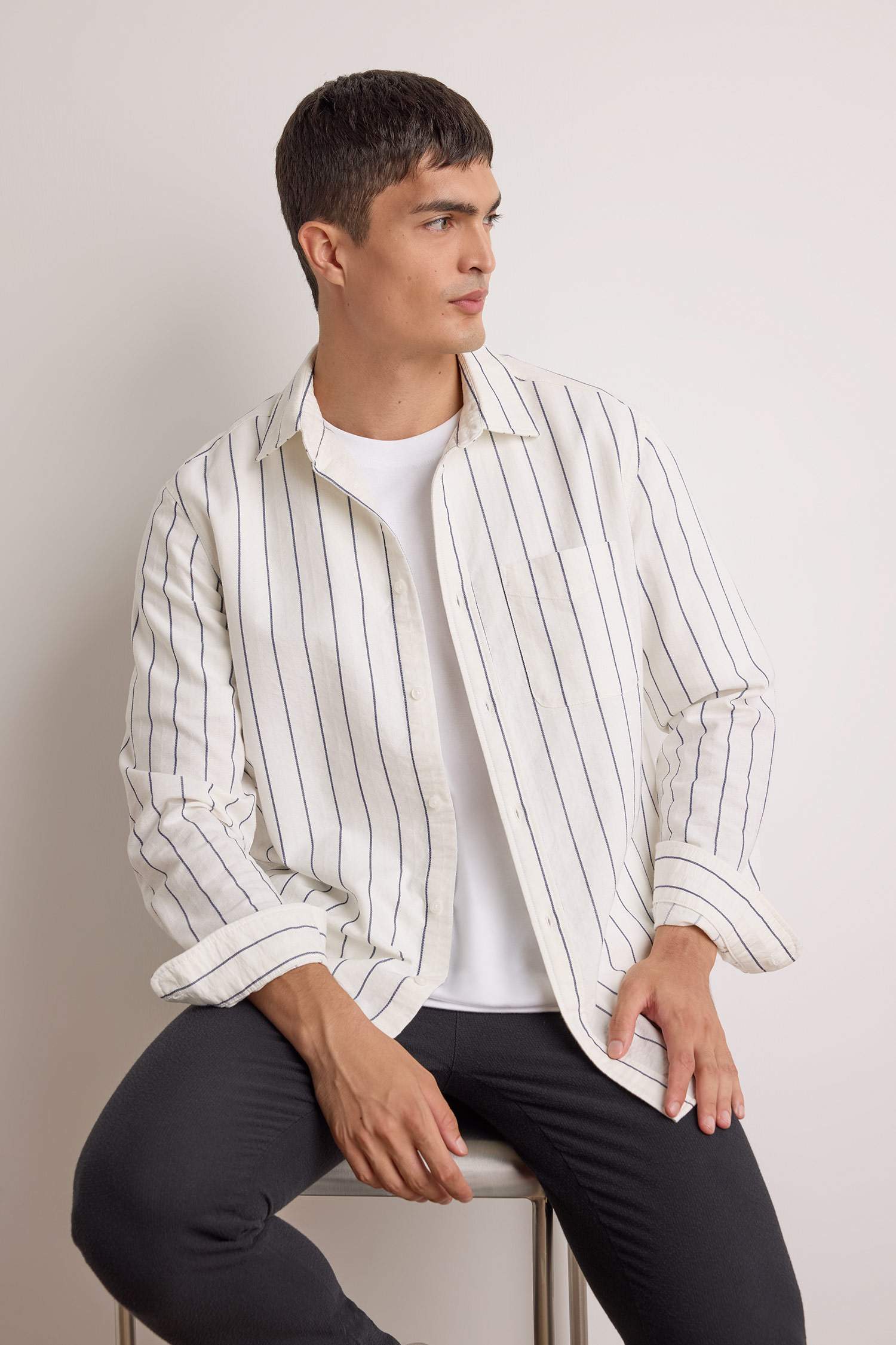 Regular Fit Polo Collar Cotton Long Sleeve Shirt