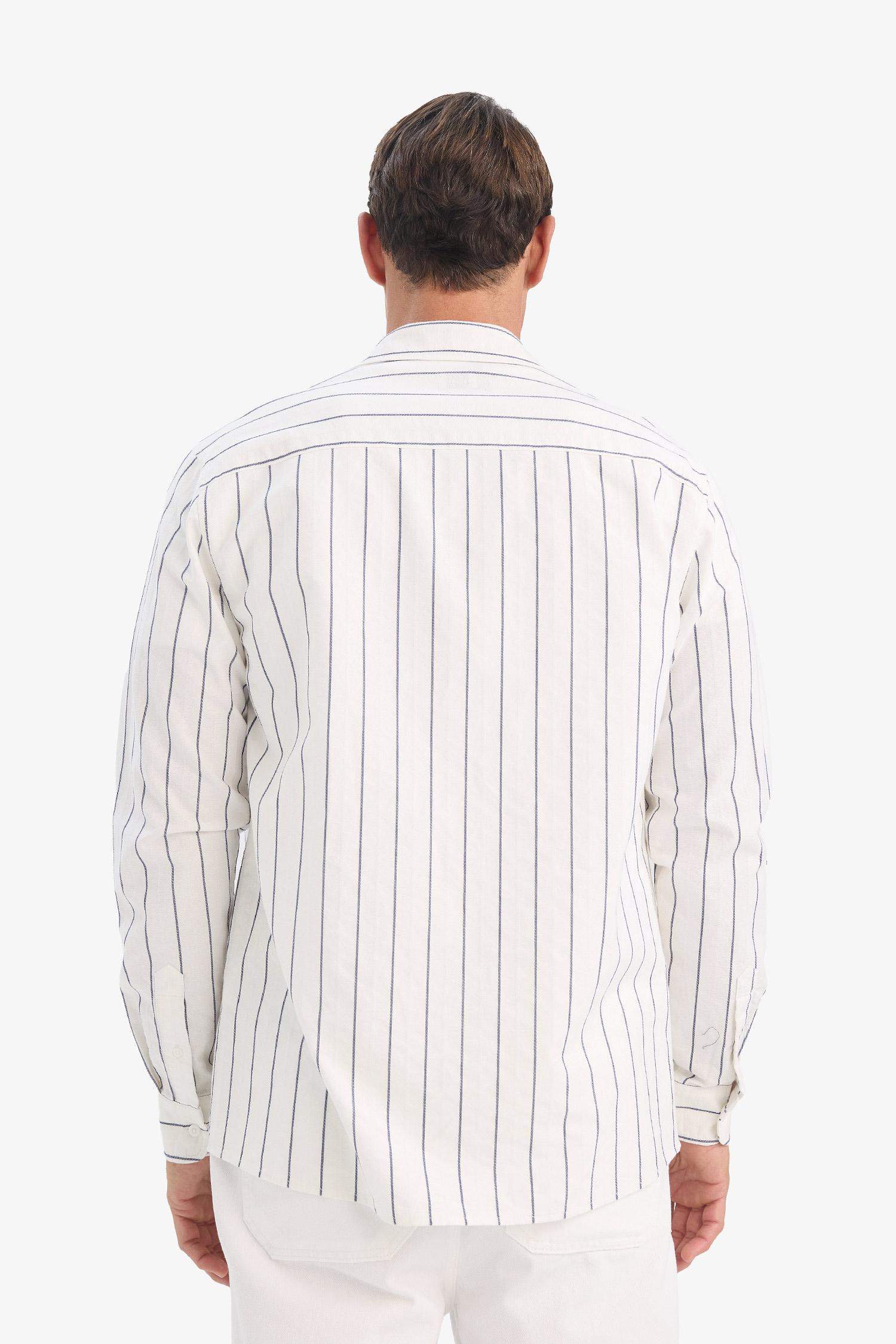 Regular Fit Polo Collar Cotton Long Sleeve Shirt