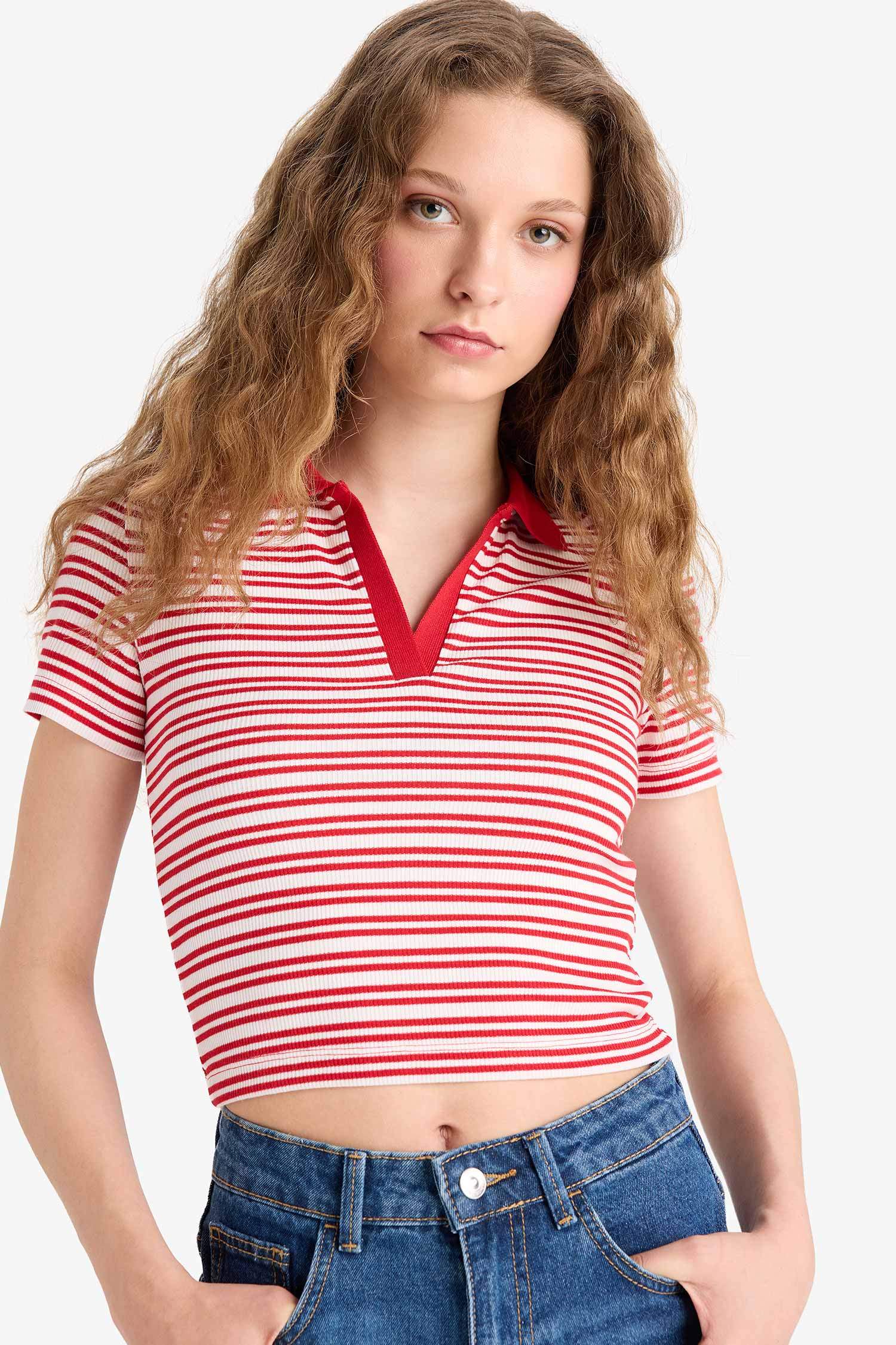 تيشيرت بولو مضلع مخطط سليم فيت