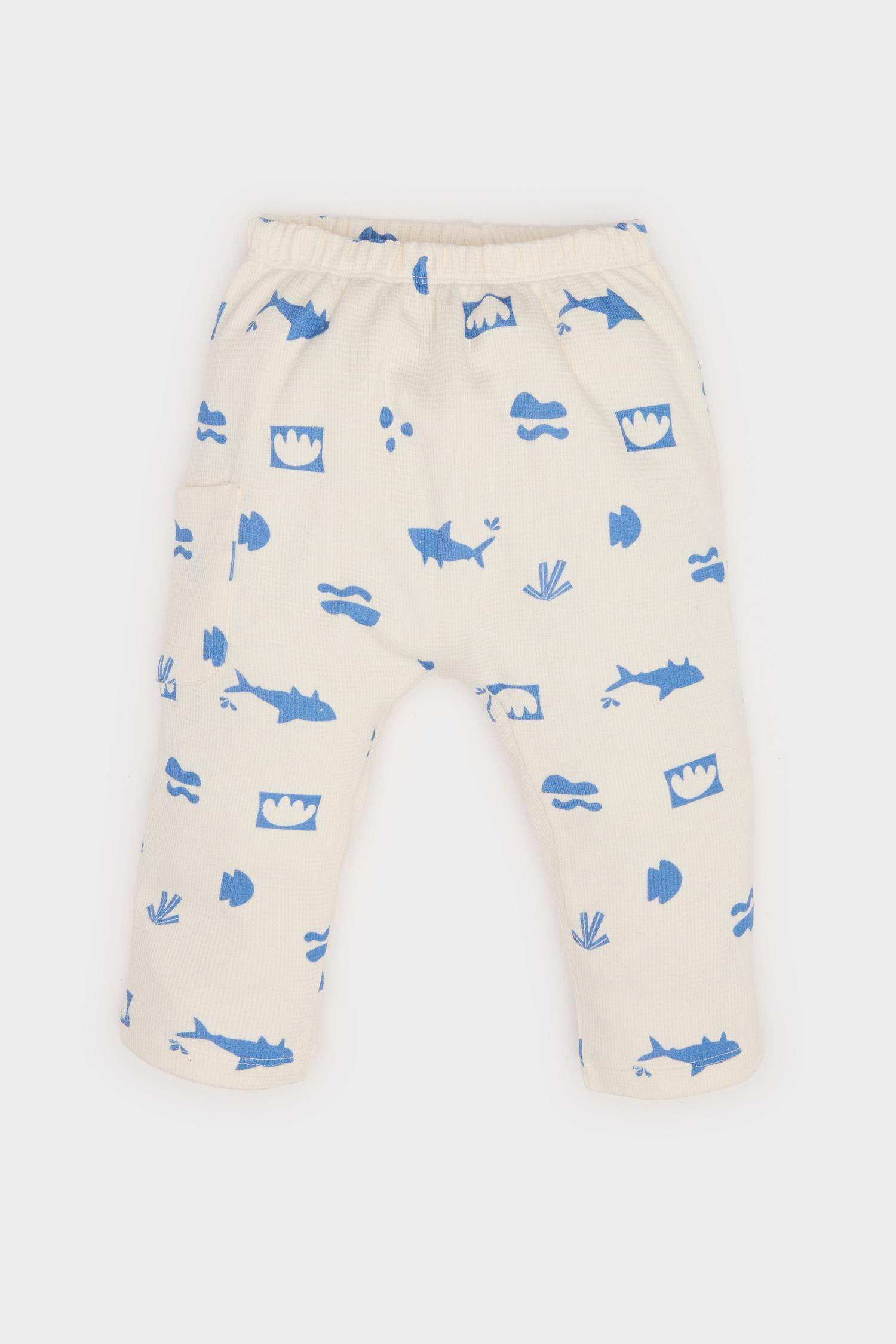 Baby Boy Sea Printed Short Sleeve Waffle 2 Piece Set