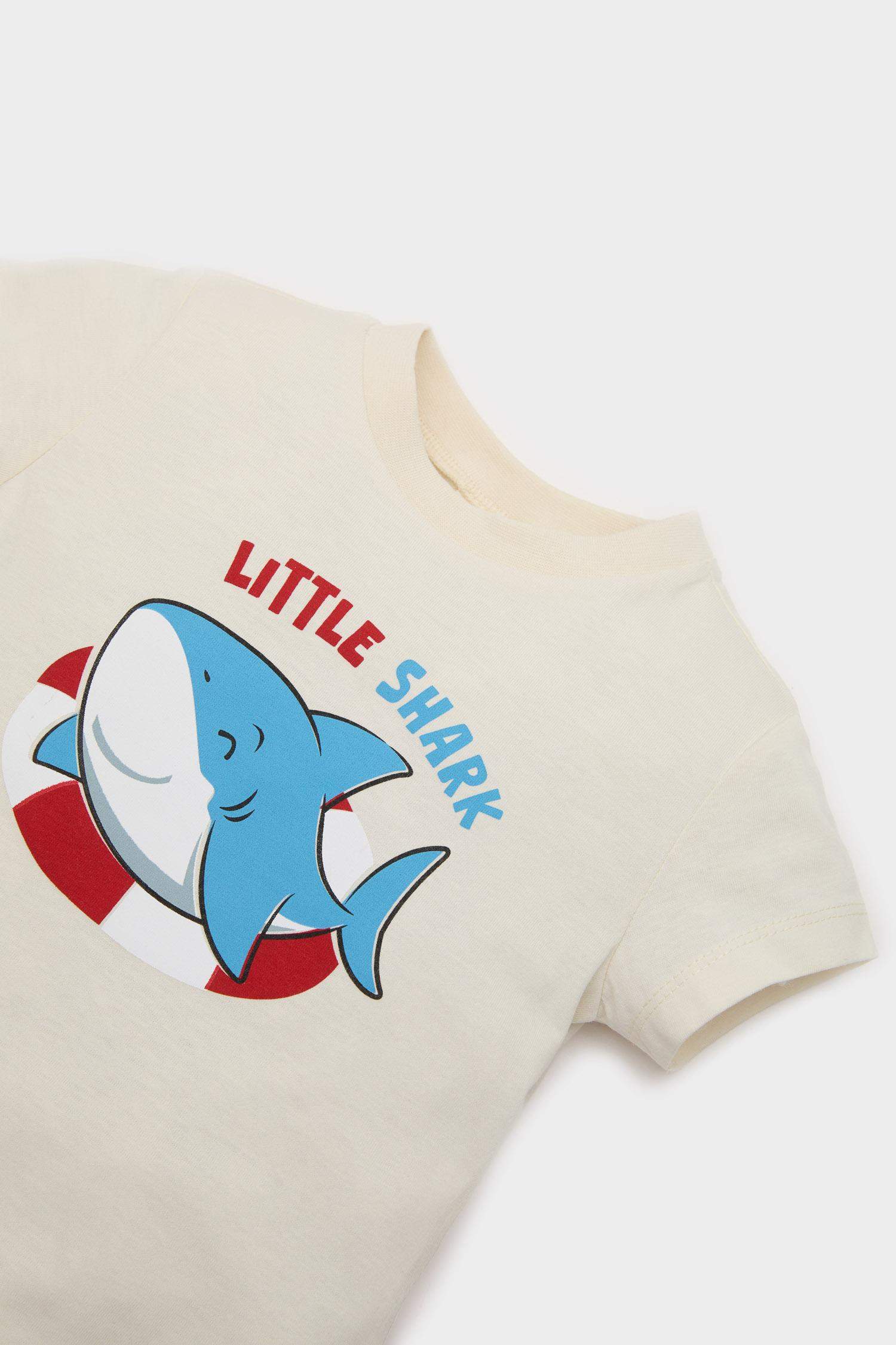 Baby Boy Sea Printed Short Sleeve Waffle 2 Piece Set