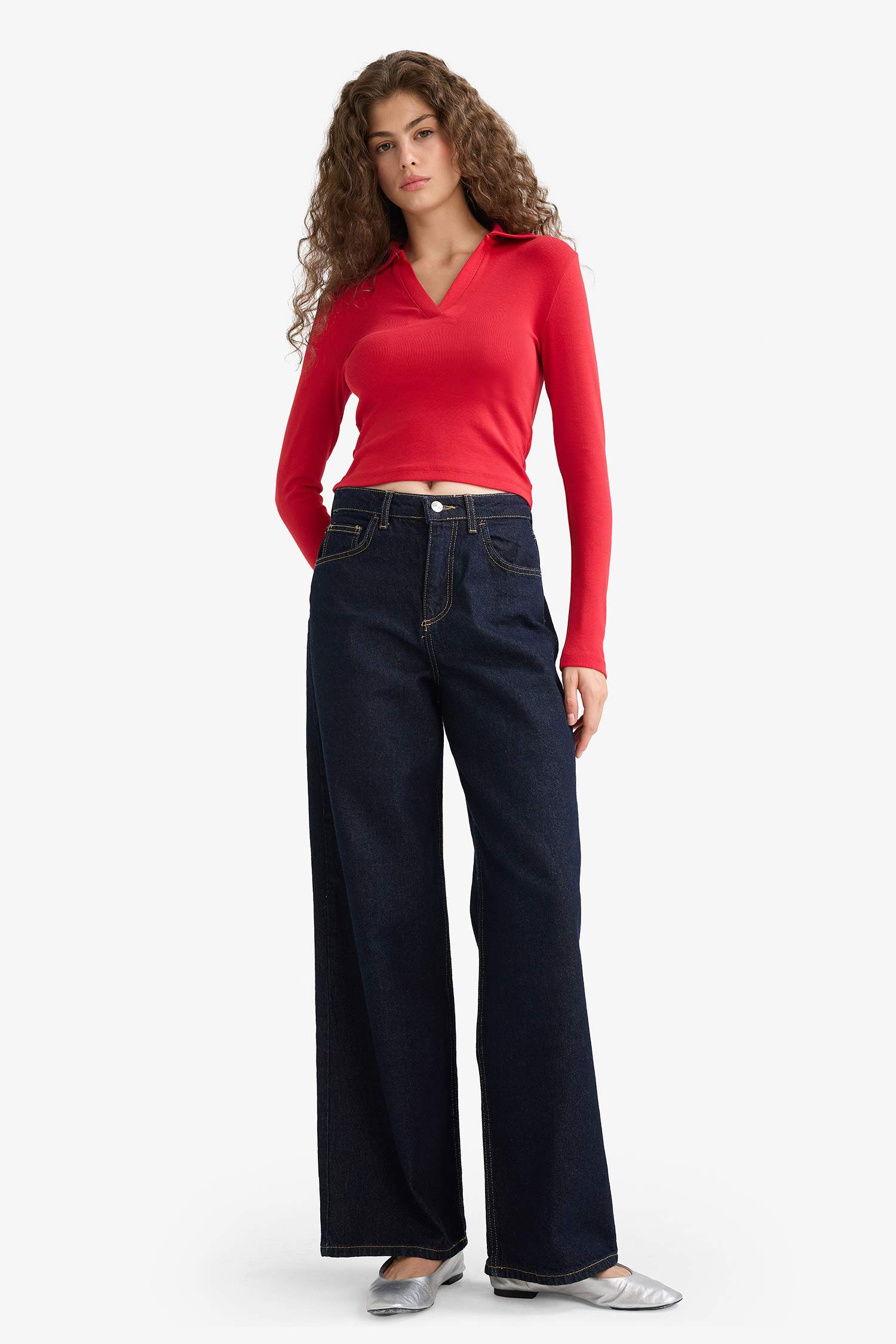 Fitted Modal Long Sleeve Polo T-Shirt