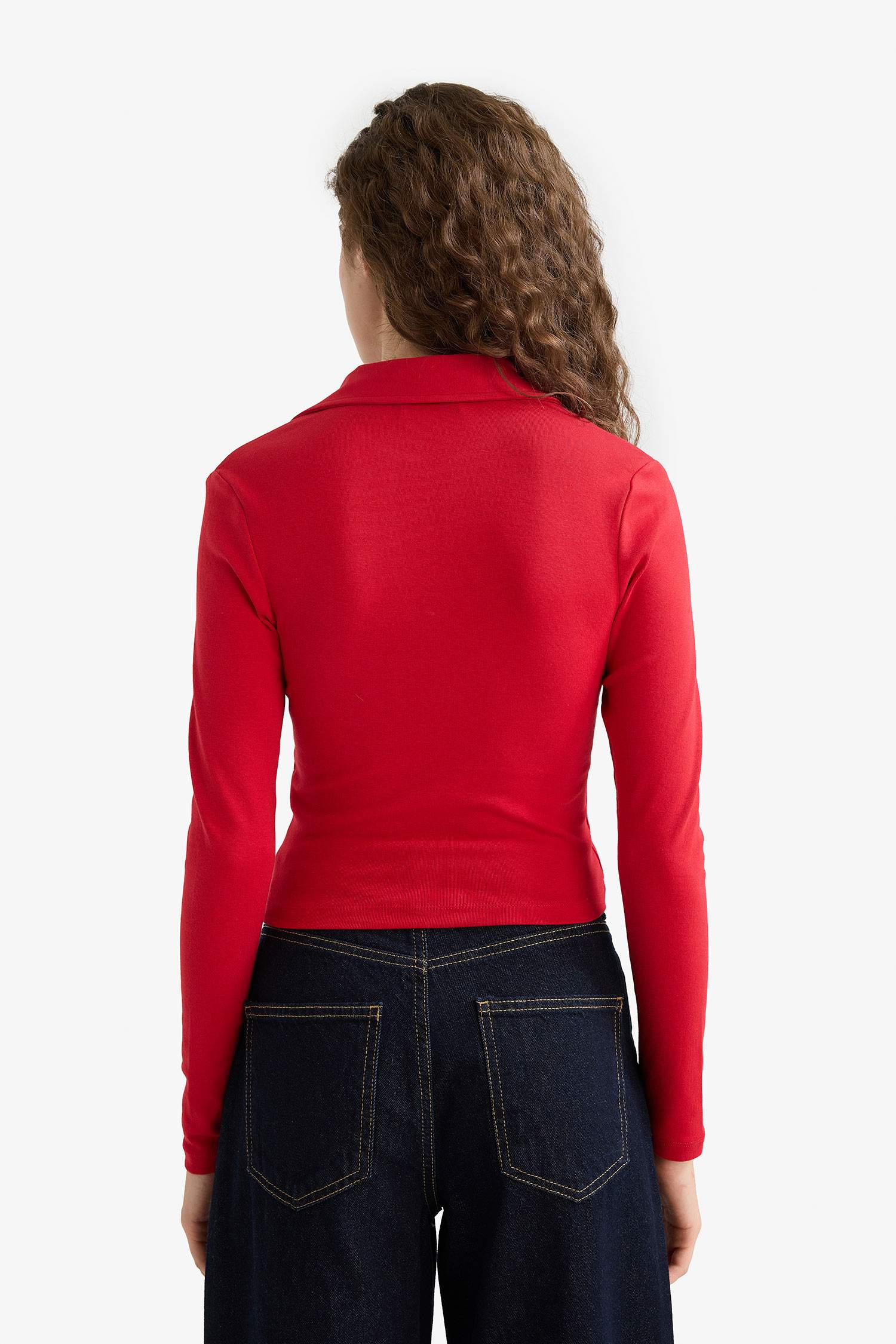 Fitted Modal Long Sleeve Polo T-Shirt