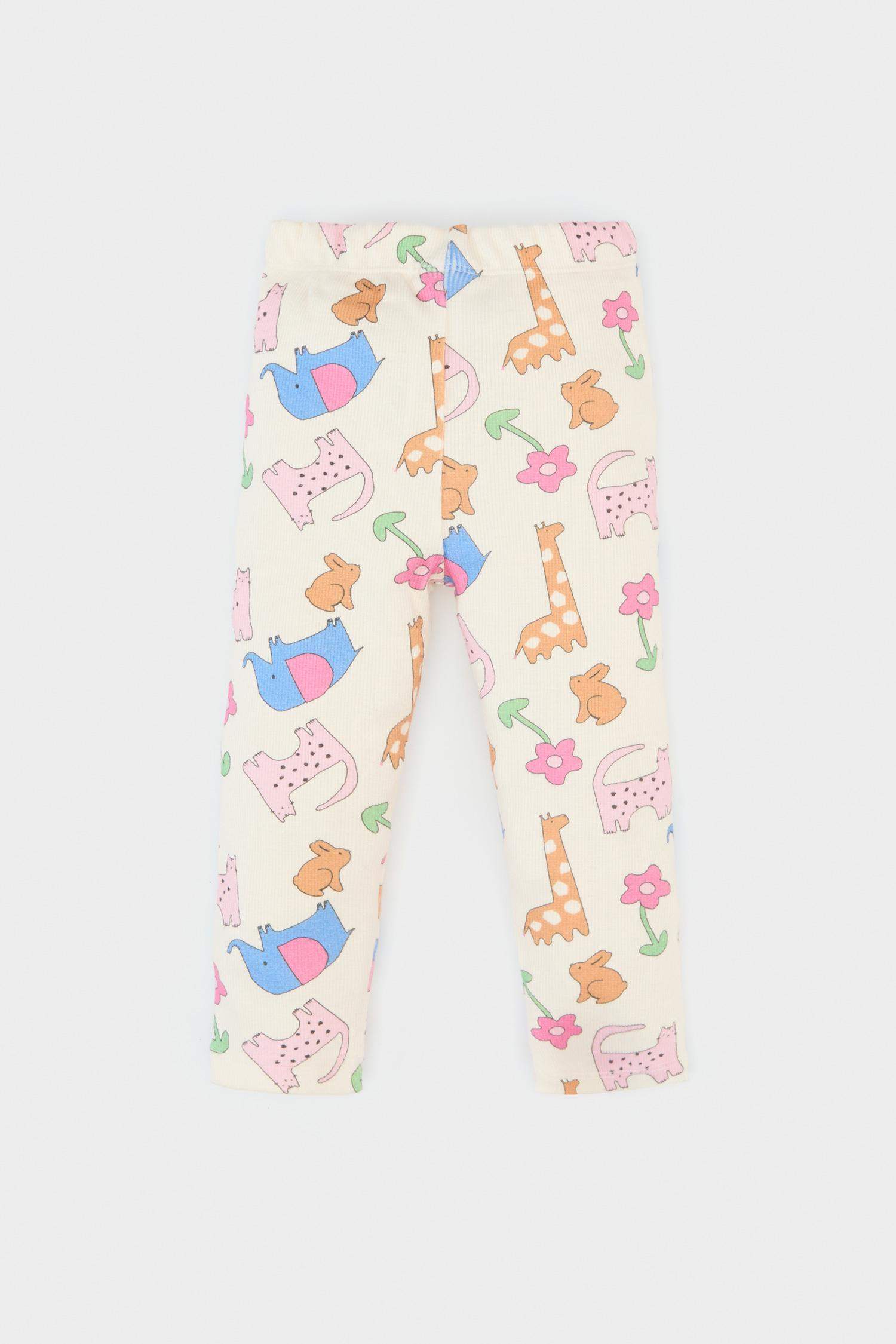 Pantalon côtelé à motif animaux pour bébé fille