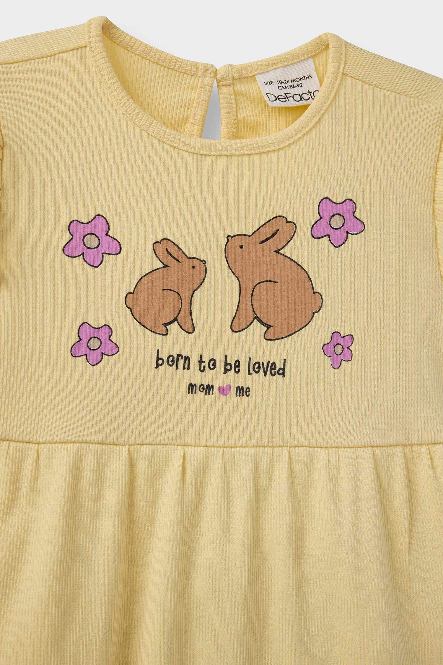 Baby Girl Newborn Printed Ribbed Camisole Jumpsuit