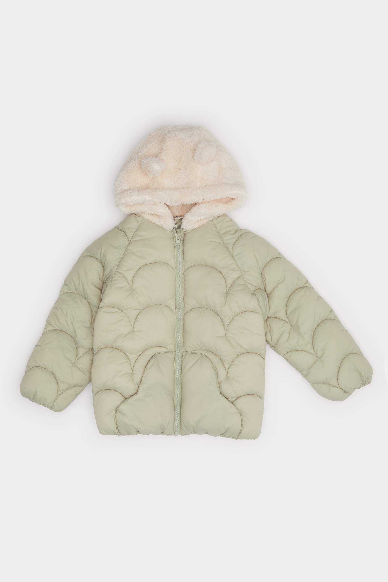 Kız Bebek Rüzgar Geçirmez Su Geçirmez Kapüşonlu Fermuarlı Mont