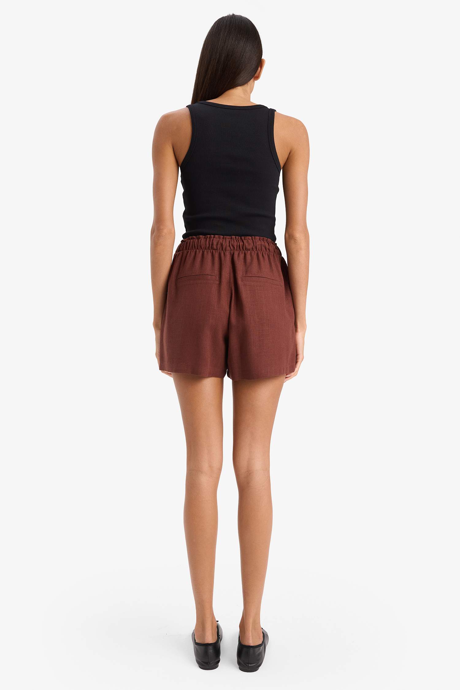 Linen Blended High Waist Shorts