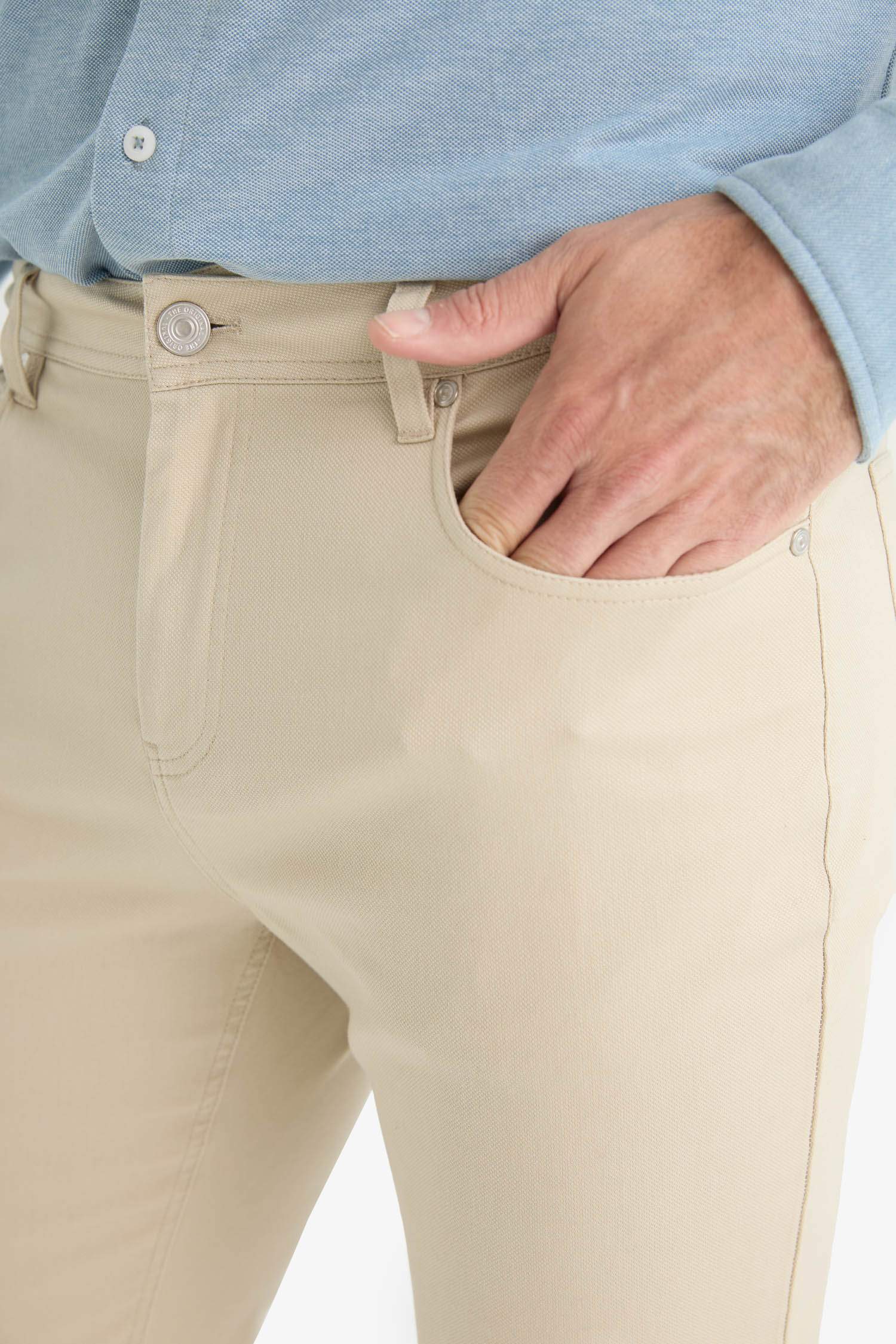 Slim Fit Dar Kesim Dar Paça Cepli Dokulu Pantolon