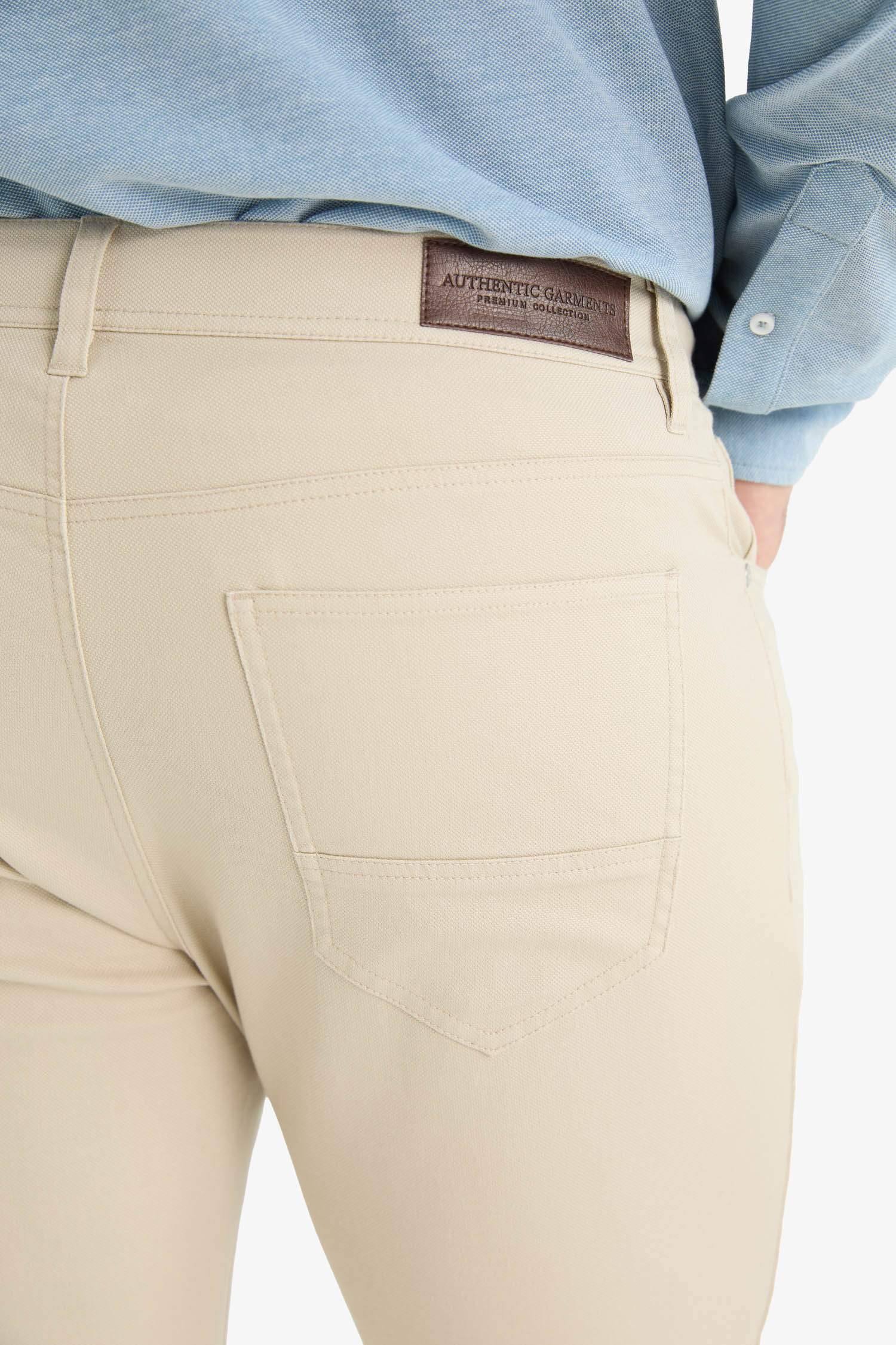 Slim Fit Dar Kesim Dar Paça Cepli Dokulu Pantolon