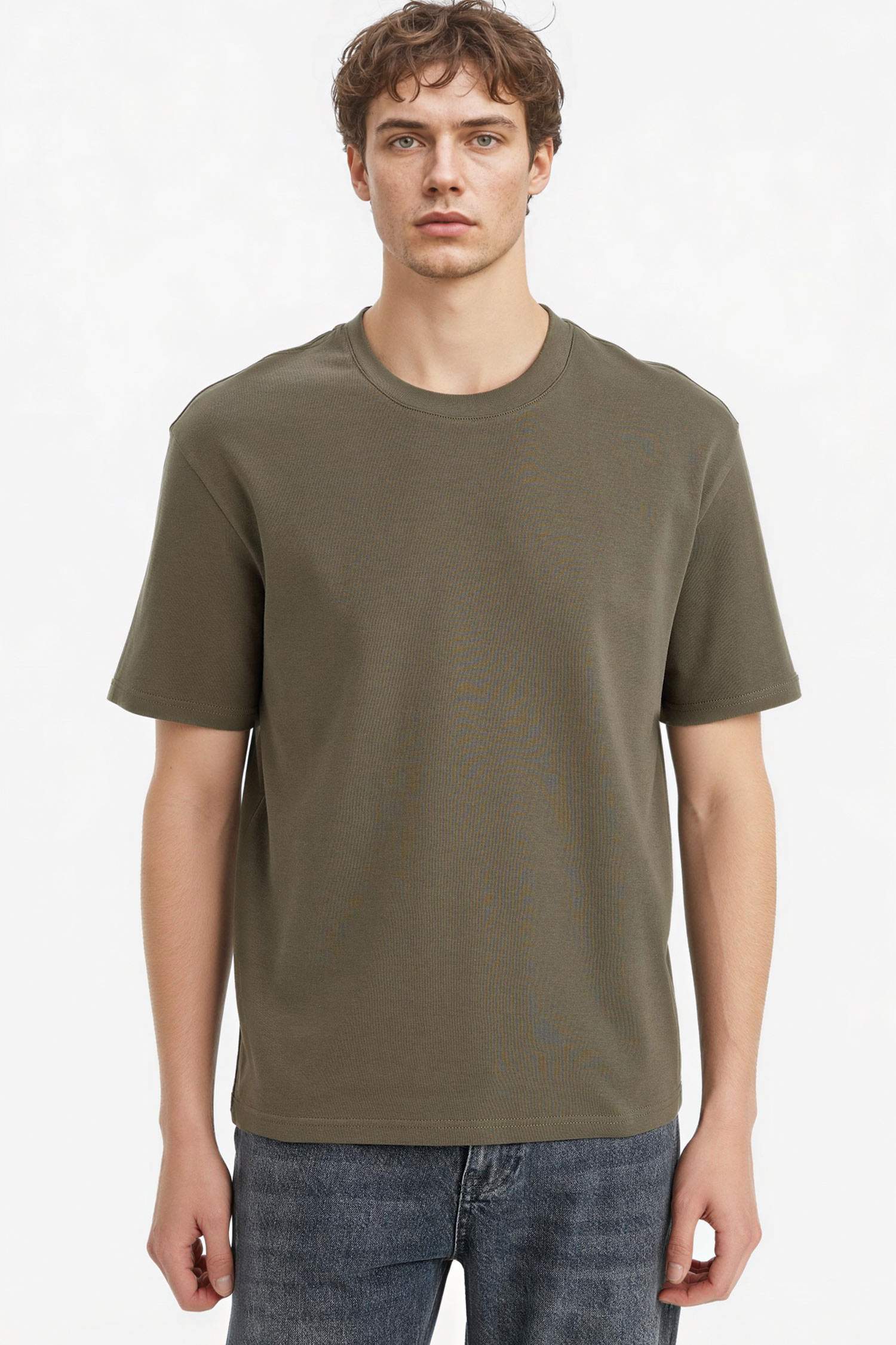 Haki Erkek %100 Pamuk REGULAR FIT Basic Tişört 3375665 | DeFacto