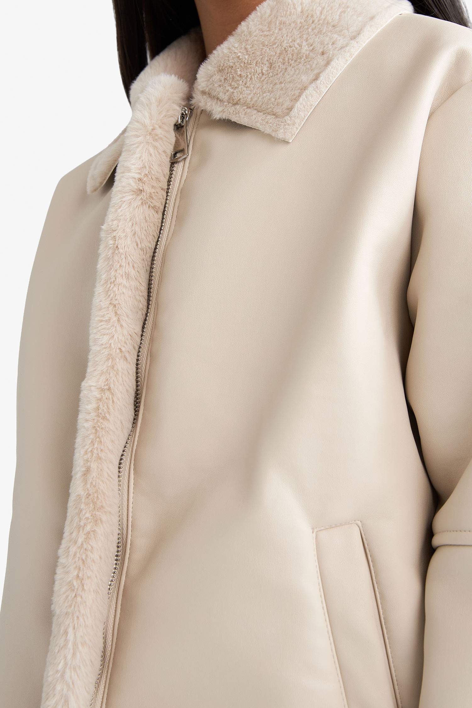 Girl Faux Fur Lined Zippered Jacket