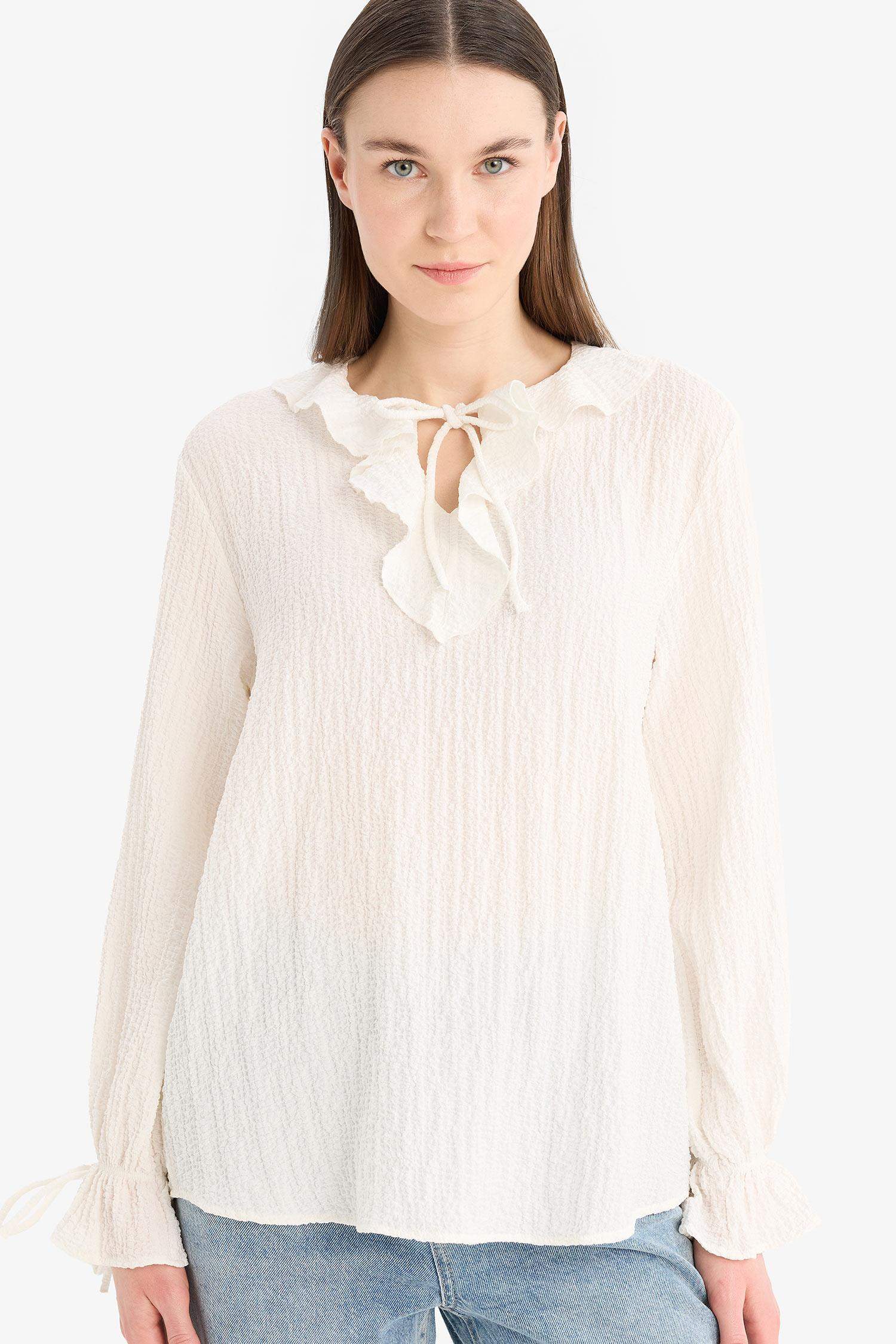 Crinkle Viscose Long Sleeve Tunic