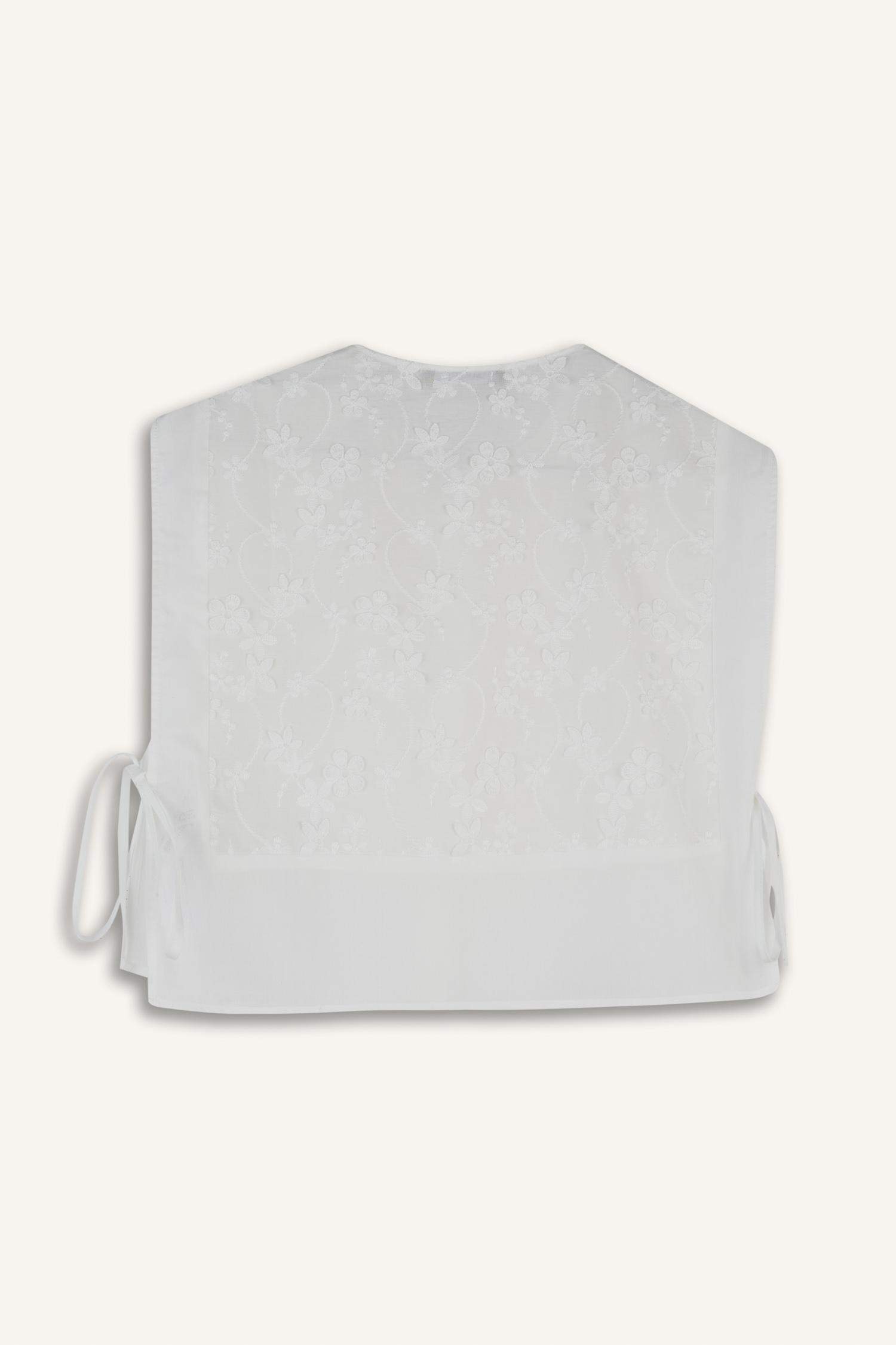 Crew Neck Lace Up Embroidered Blazer Vest