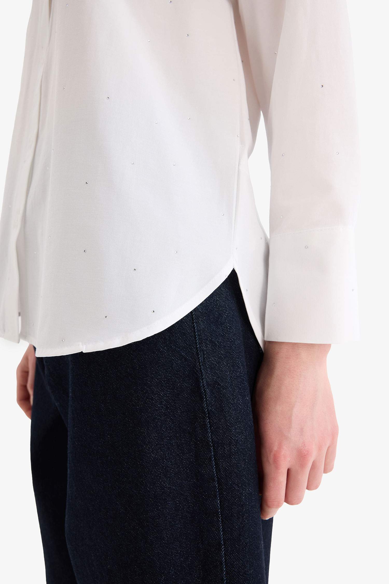 Relax Fit Basic Düz Poplin Uzun Kollu Tesettür Gömlek Tunik