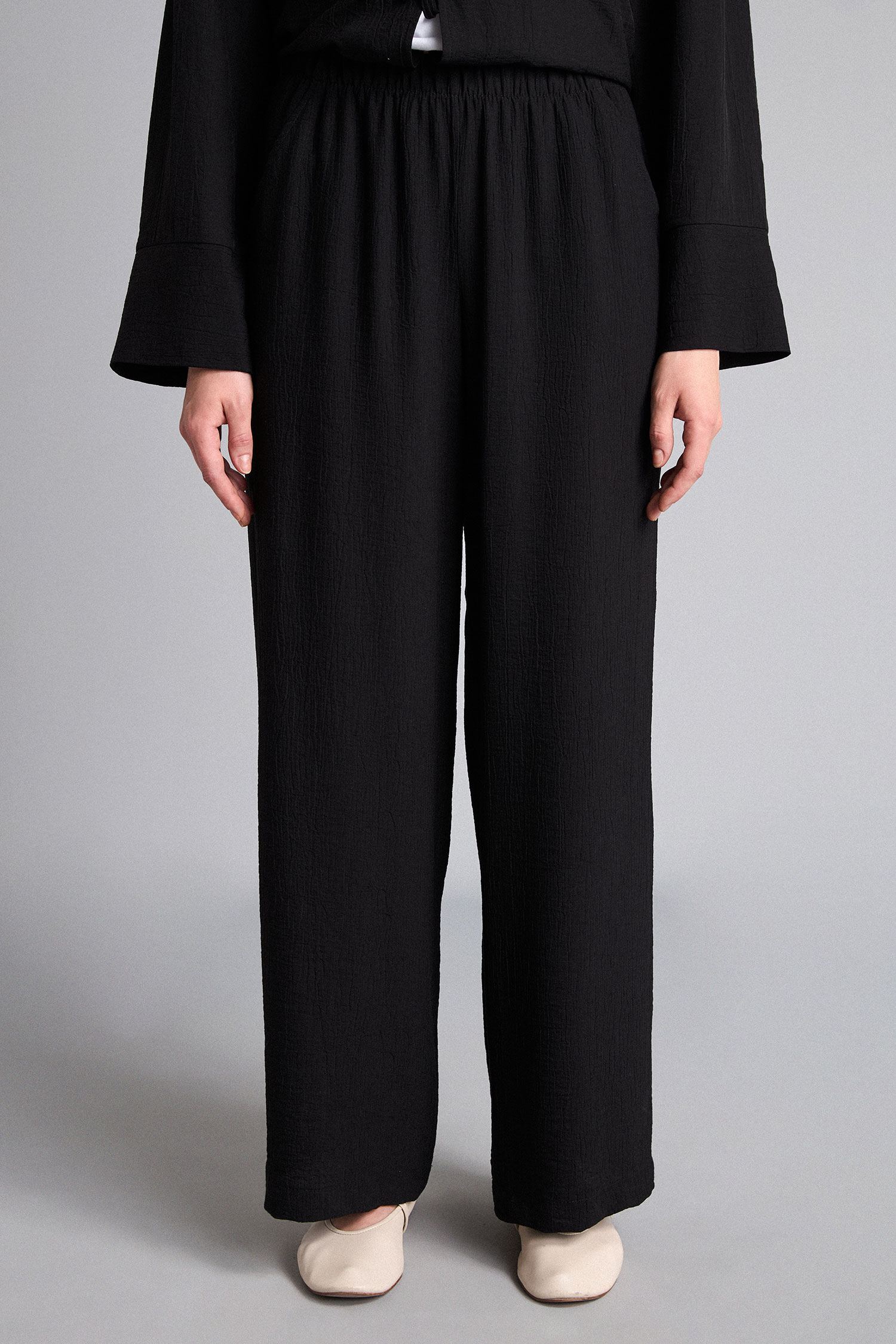 DeFacto Wide Leg Kırışık Dokulu Pantolon görsel 3