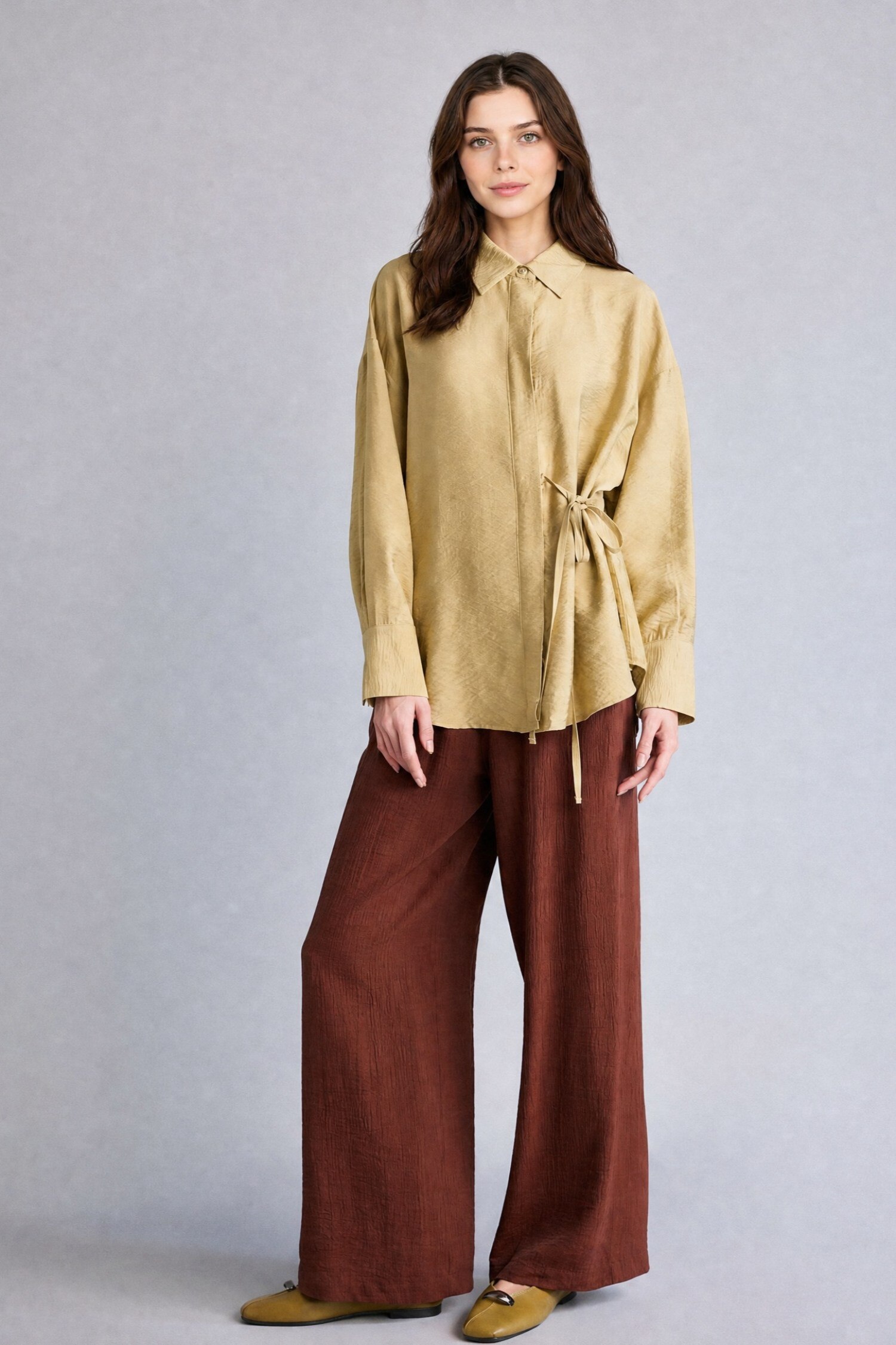 DeFacto Wide Leg Kırışık Dokulu Pantolon