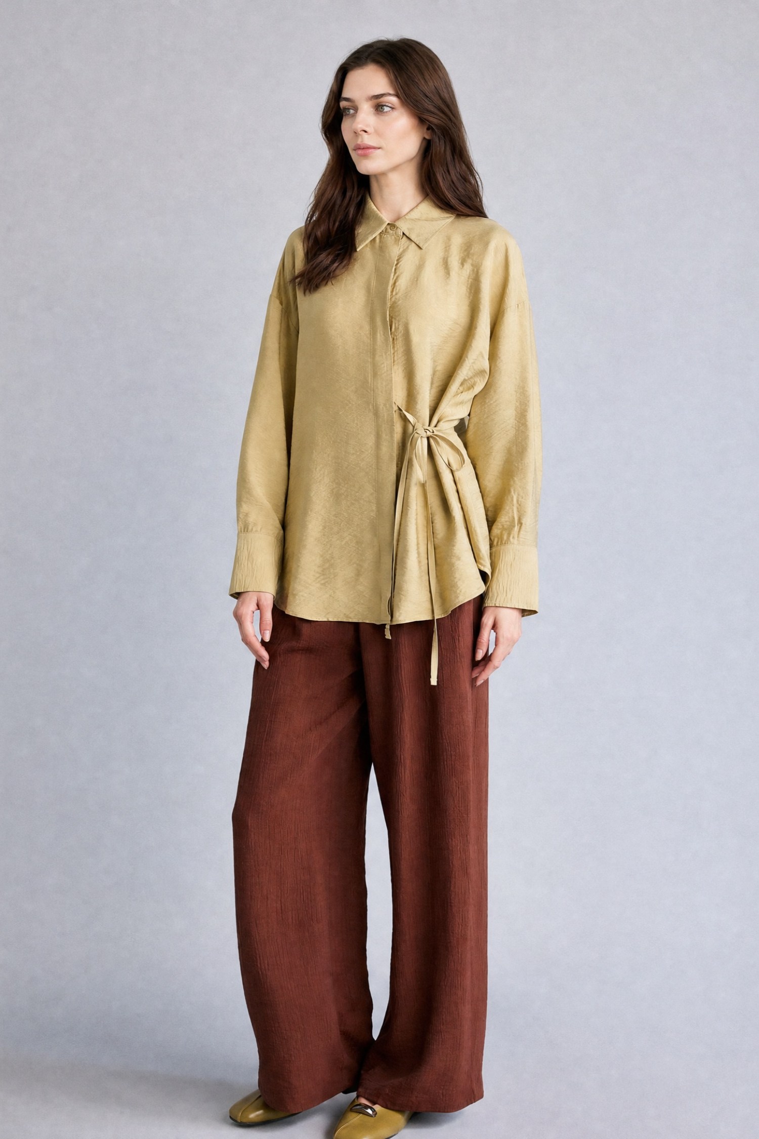 DeFacto Wide Leg Kırışık Dokulu Pantolon görsel 3