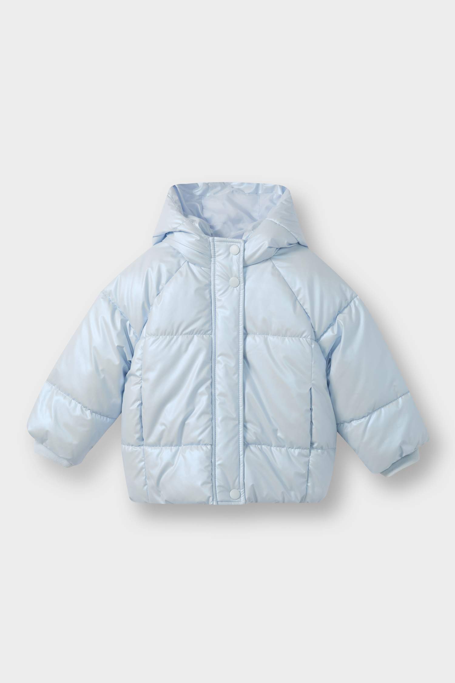 Kız Bebek Kapüşonlu Fermuarlı Çıtçıtlı Şişme Mont