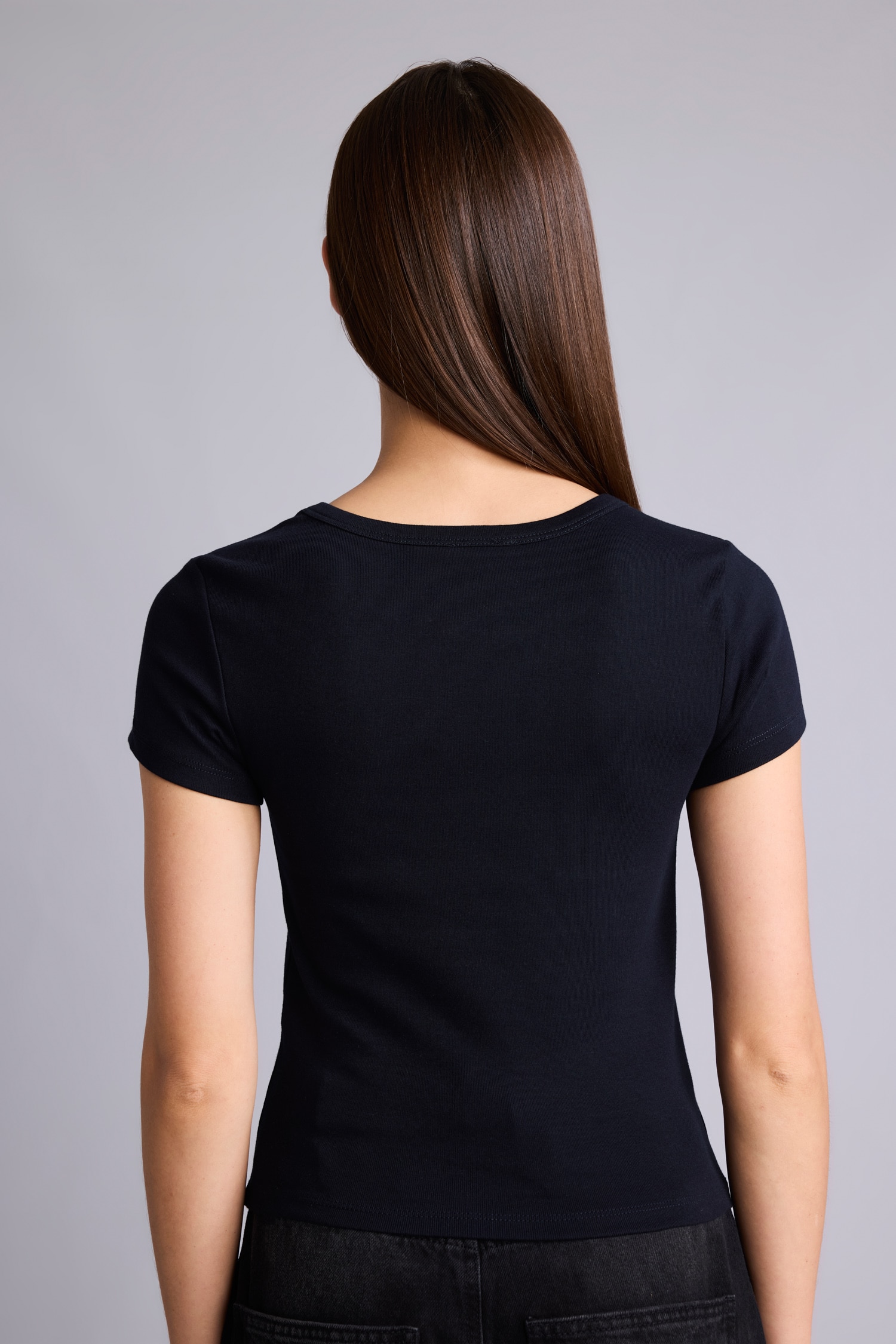 DeFacto Fitted Bisiklet Yaka Ayıcıklı Ribana Tişört görsel 5