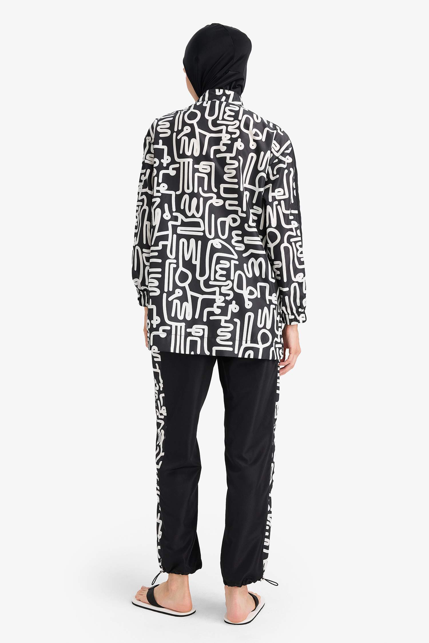 Regular Fit Su Geçirmez 3'lü Desenli Burkini Tesettür Mayo Takım