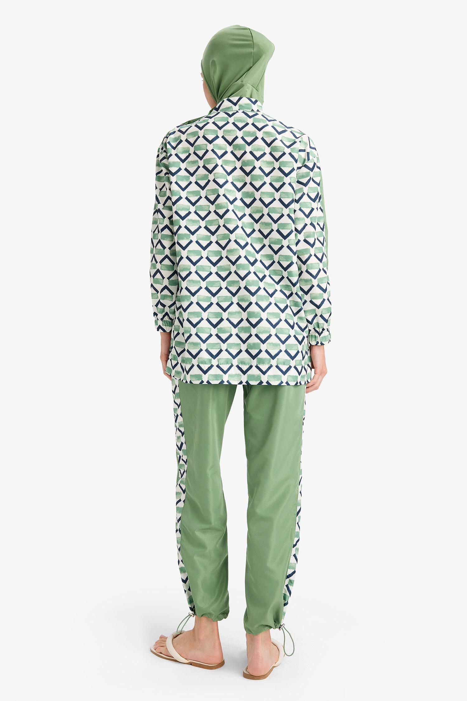 DeFacto Regular Fit Su İtici 3'lü Desenli Burkini Tesettür Mayo Takım görsel 8