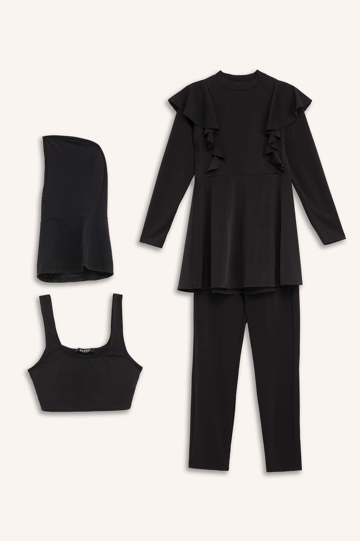 بوركيني محجبات قصة عادية سريع الجفاف - 5 قطع