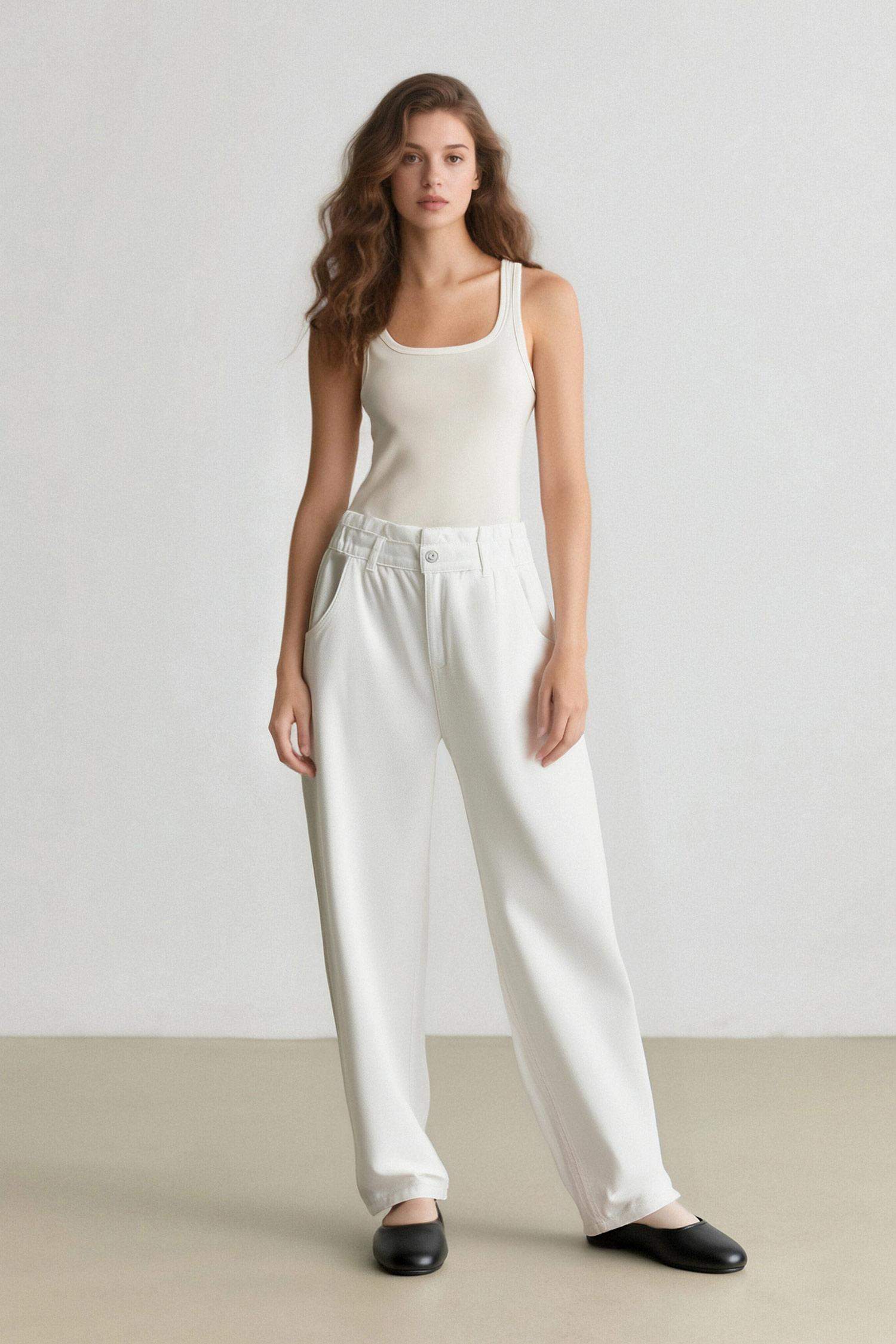 بنطرون جينز بيبرباج بخصر مطاطي