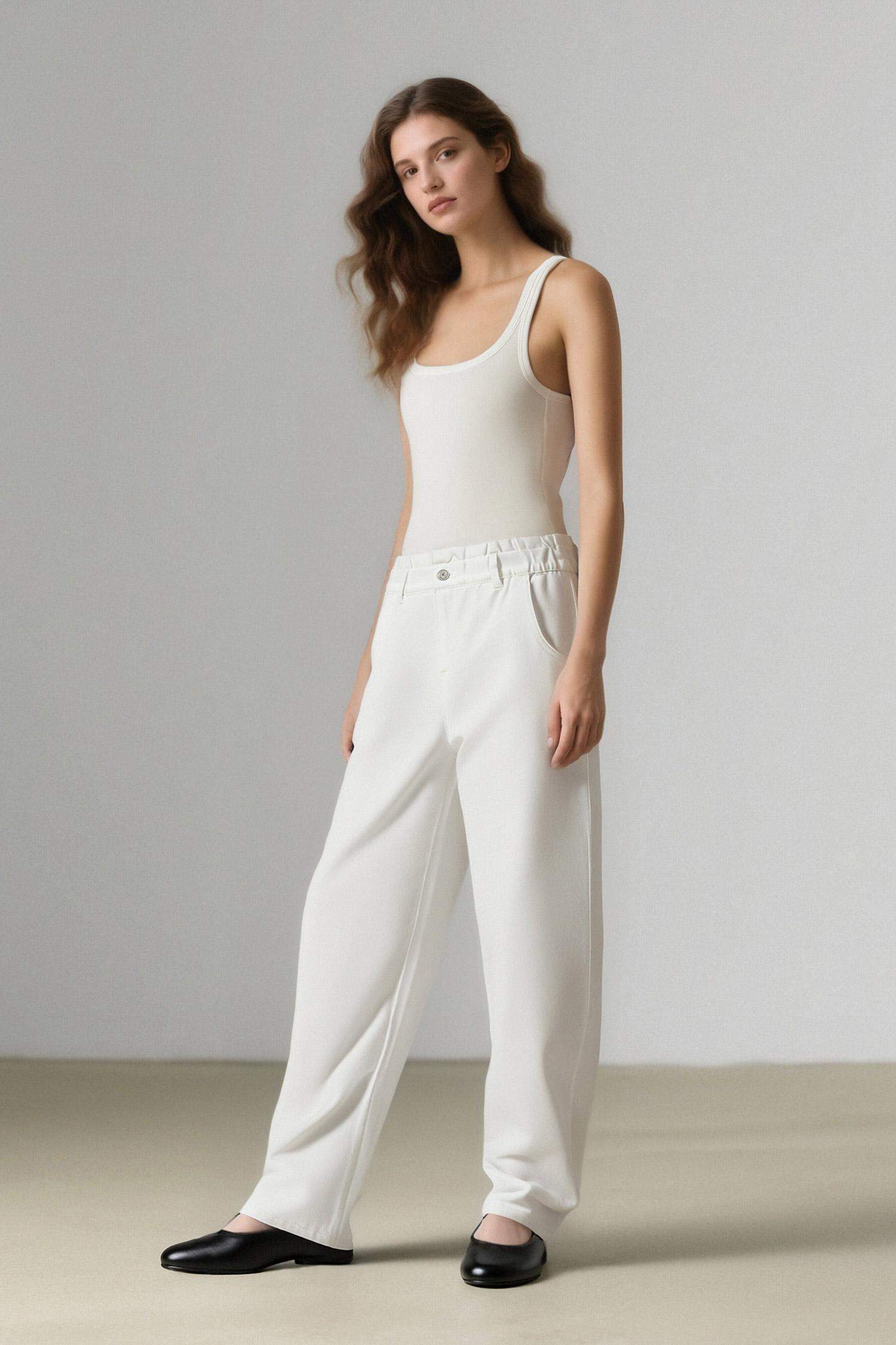 بنطرون جينز بيبرباج بخصر مطاطي