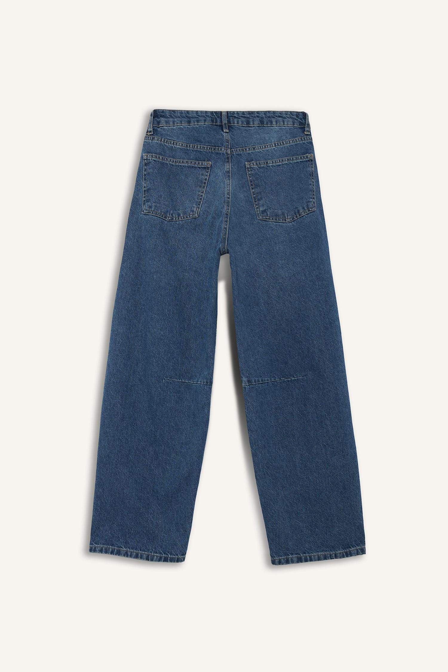 Barrel Fit Normal Bel Bilek Boy Jean Yıkamalı Pantolon