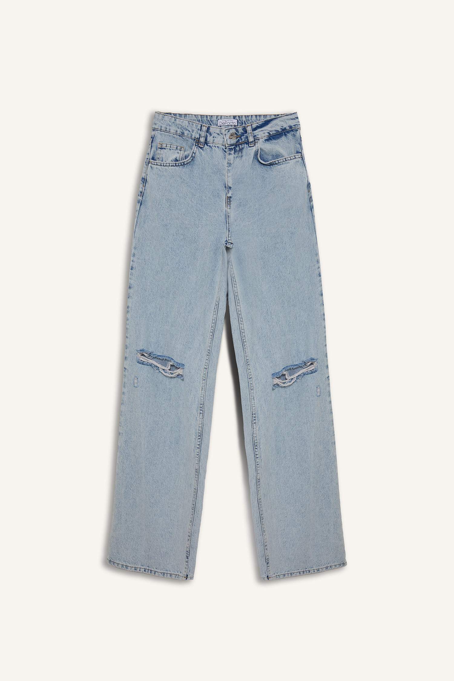 بنطرون جينز ممزق بخصر عالي