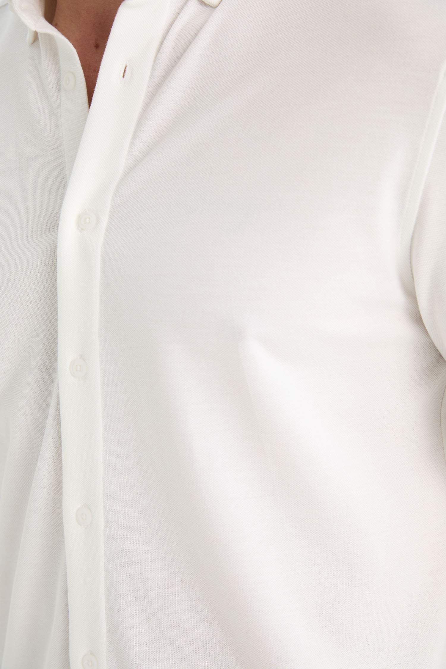 Regular Fit Polo Yaka Penye Uzun Kollu Gömlek