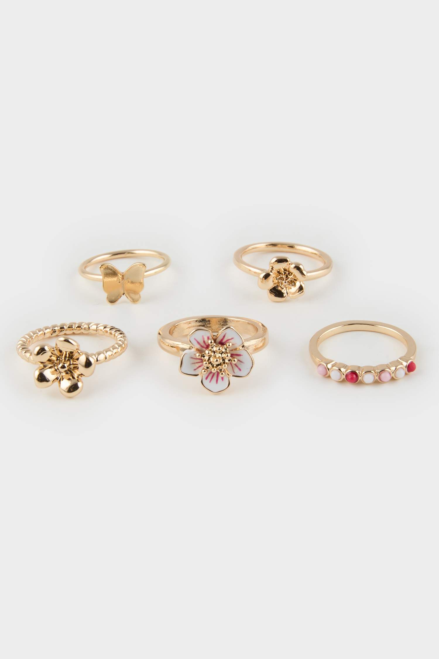 خاتم نسائي ذهبي - 5 قطع