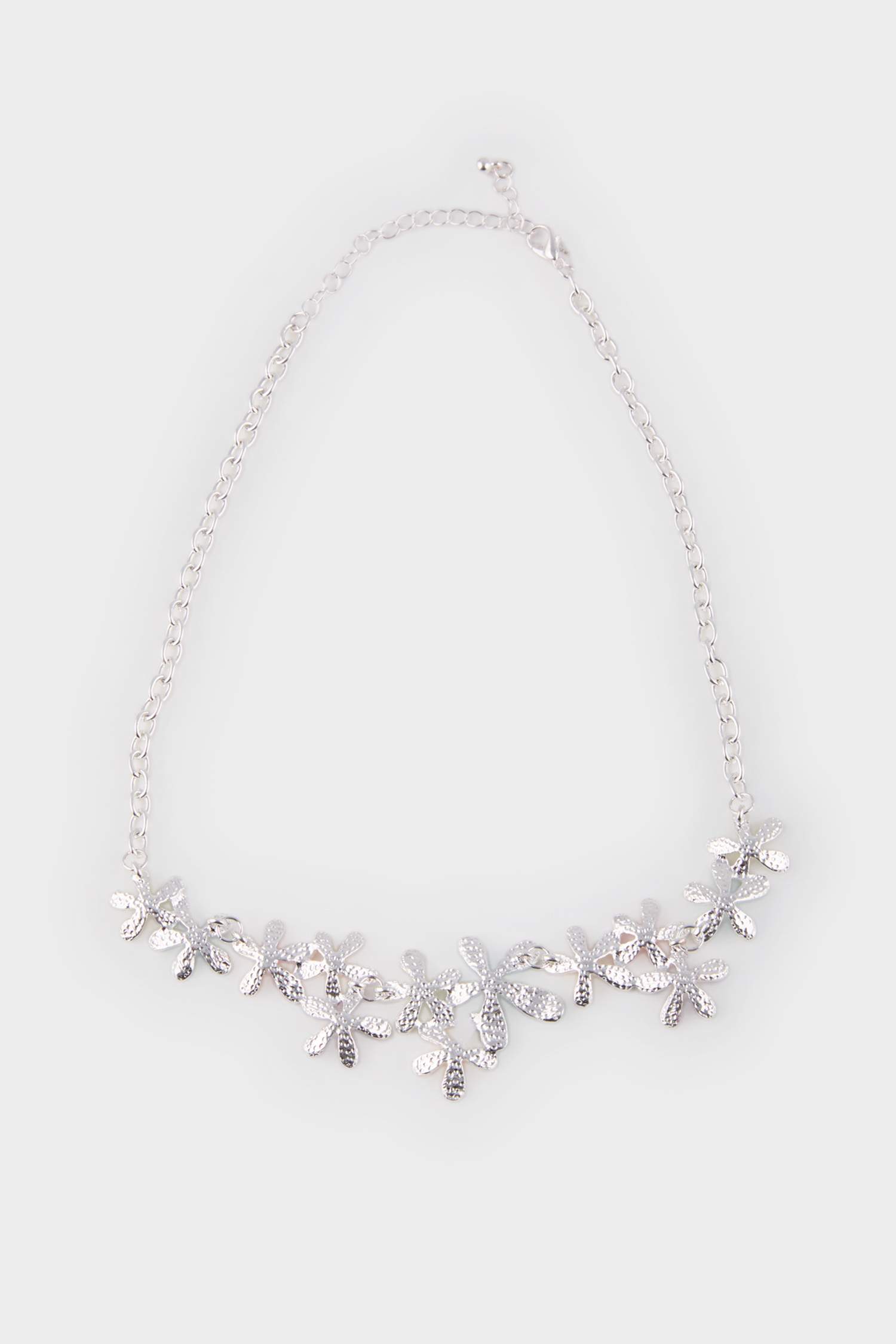 Collier argenté à fleurs colorées pour femme