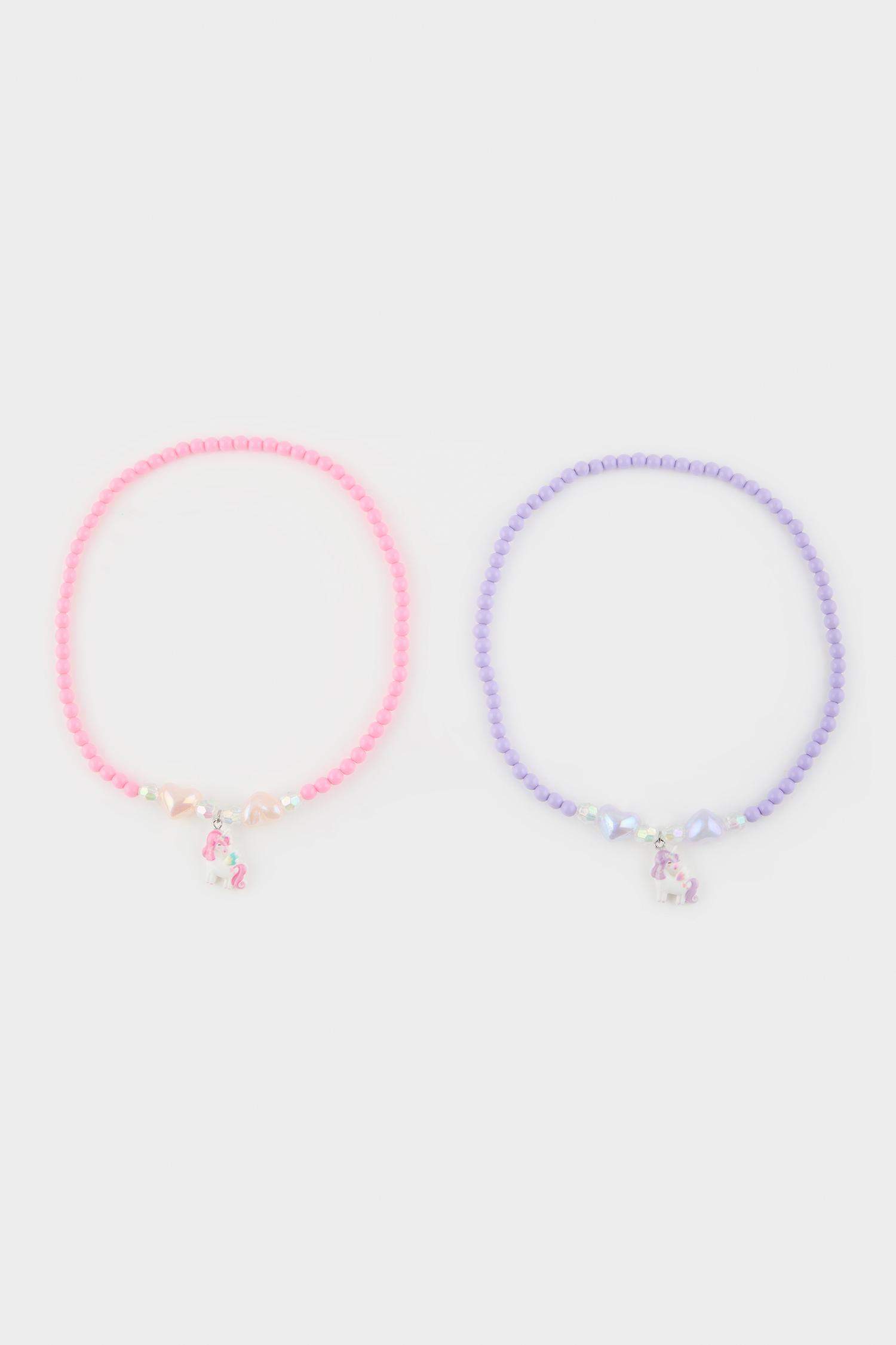 Kız Çocuk 2'li Renkli Unicornlu Kolye