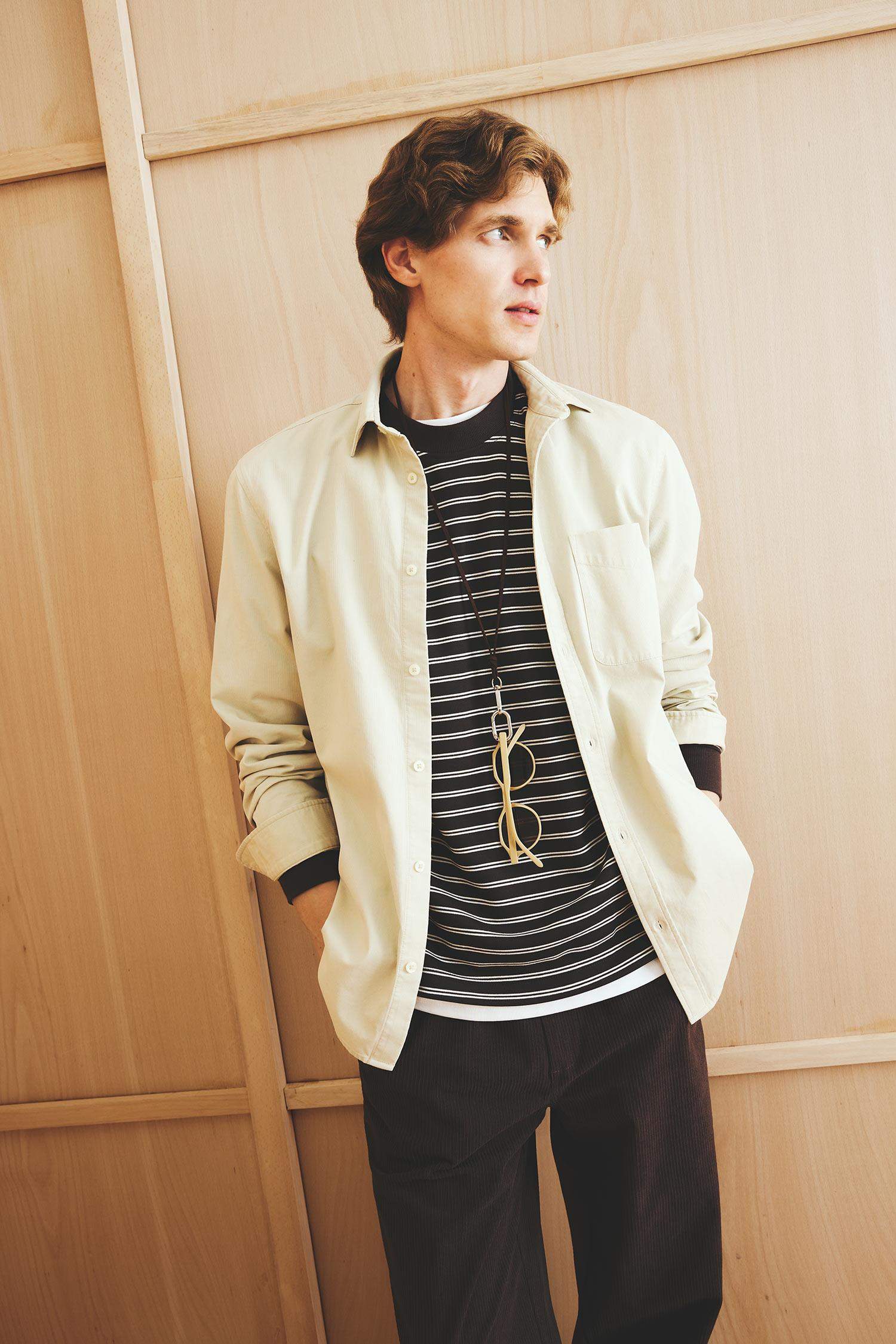 Regular Fit Polo Collar Cotton Long Sleeve Shirt