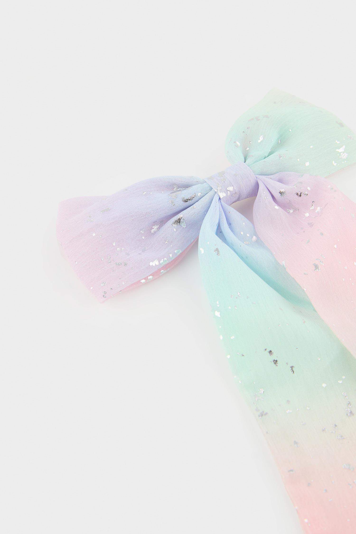 Детская заколка-клипса с разноцветной лентой