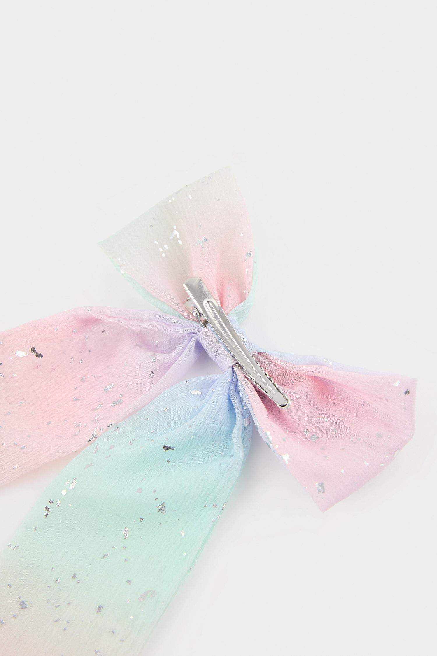 Детская заколка-клипса с разноцветной лентой