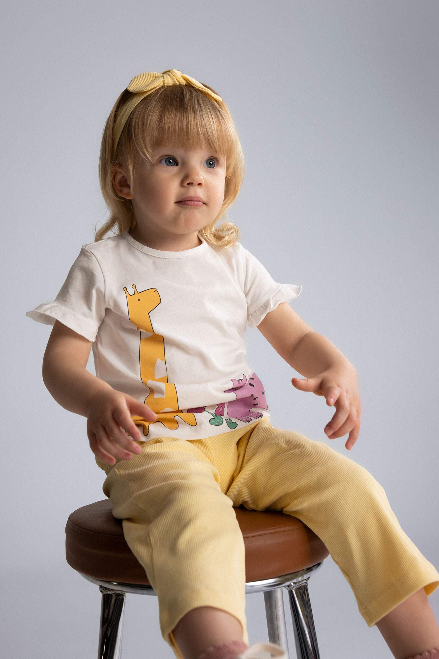 Ensemble T-shirt imprimé avec Pantalon et Bandeau pour bébé fille