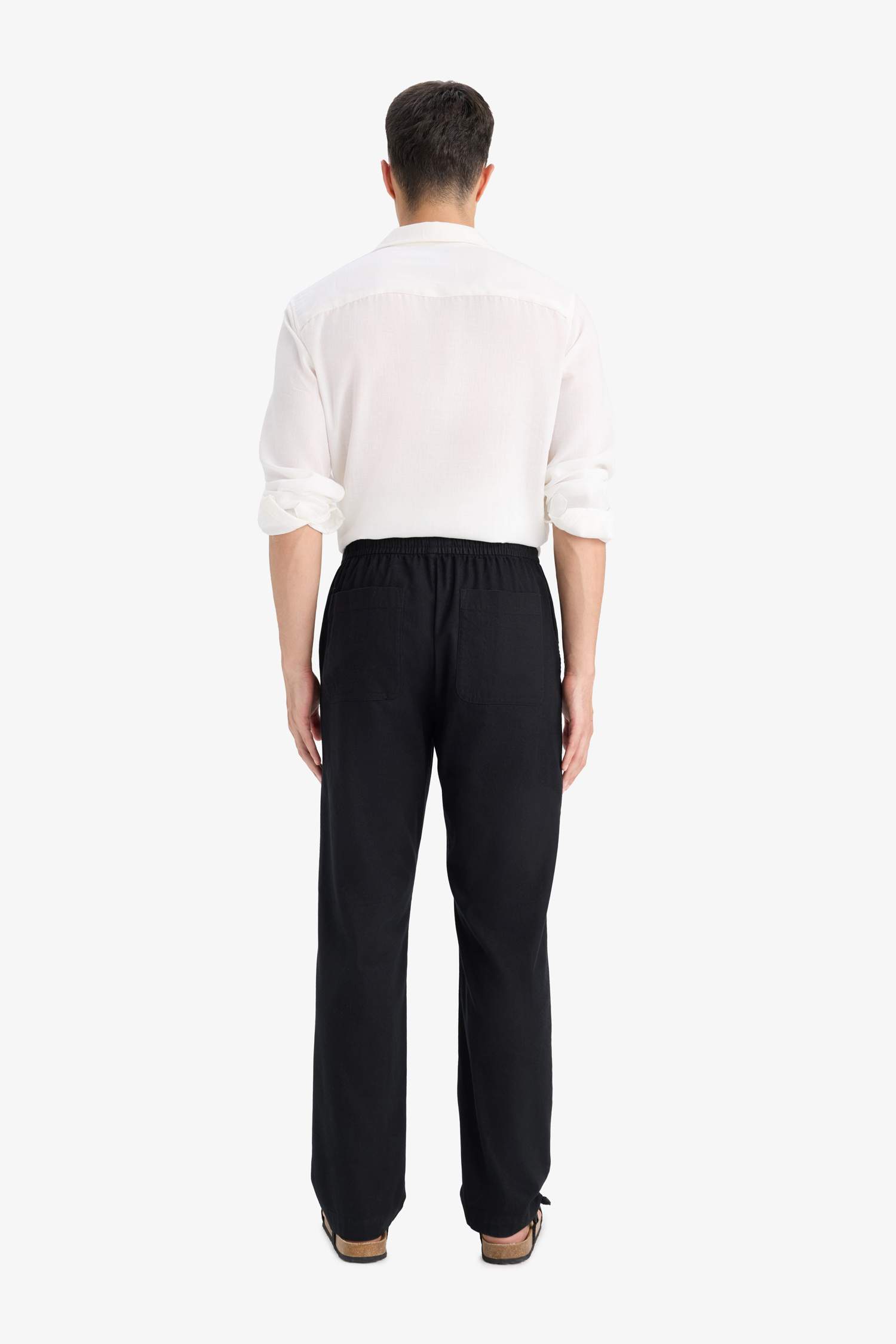 سروال فلانيل قصة مريحة برجل عادي