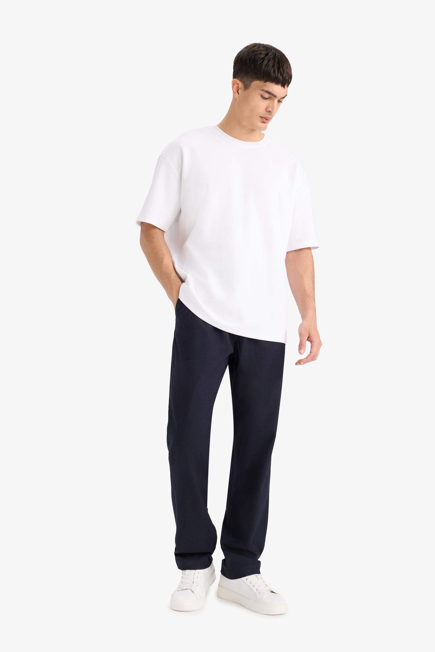 Relax Fit Regular Hem Flanel Trousers