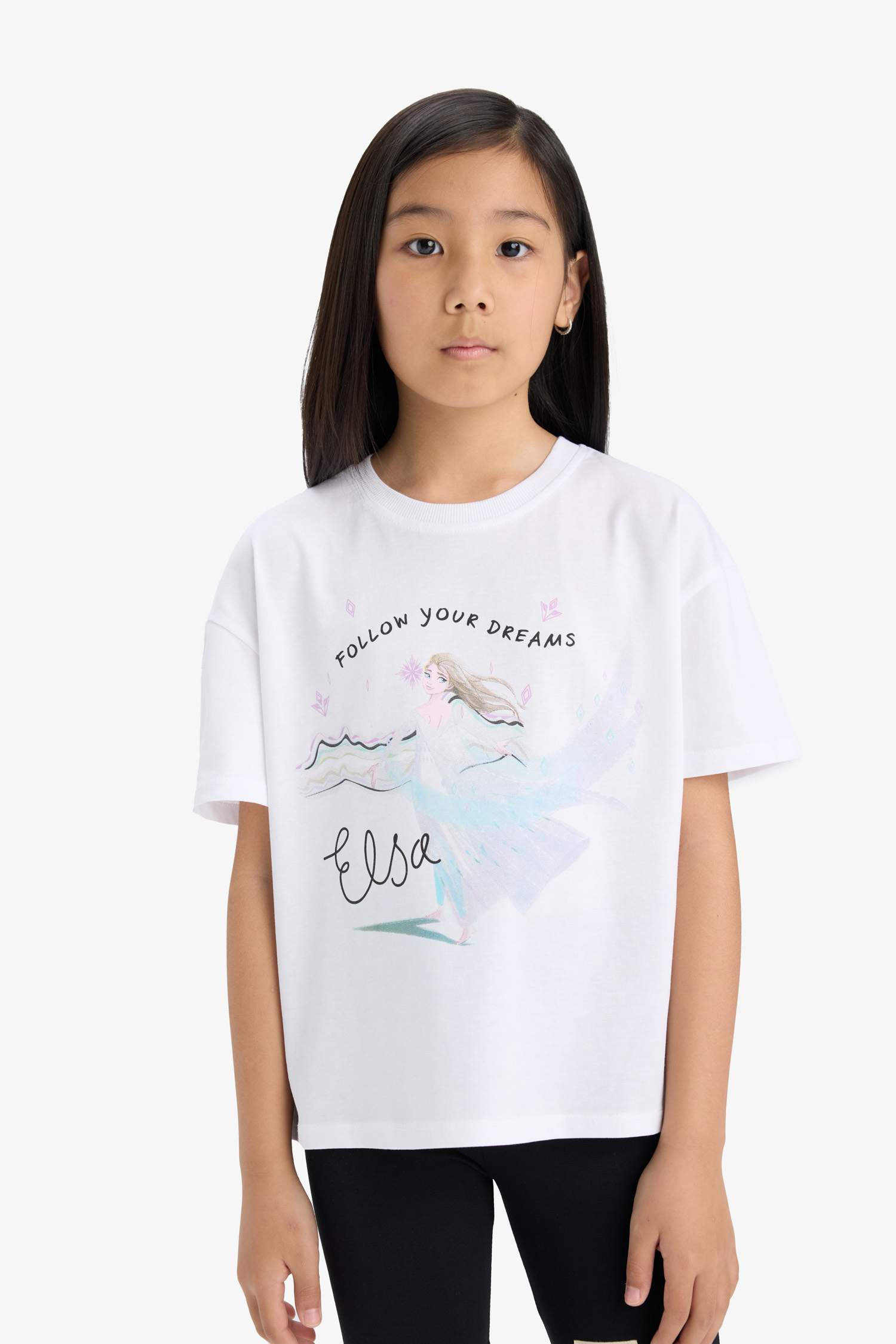 تيشيرت بناتي نص ردن قصة مريحة من فروزن