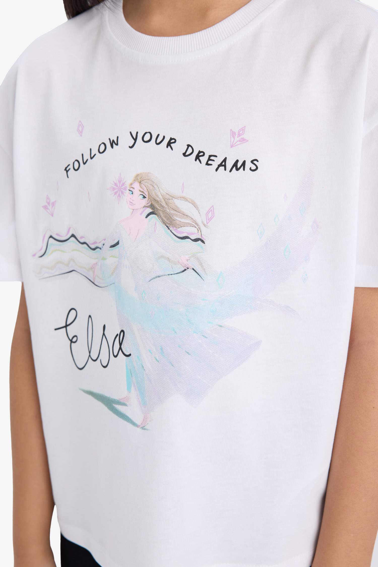 تيشيرت بناتي نص ردن قصة مريحة من فروزن